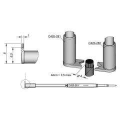 JBC C420281. Desoldering tip C420281, for Desoldering tweezers HT420-A