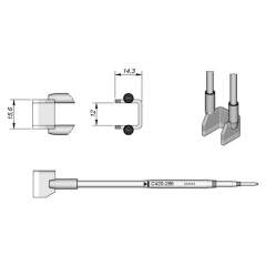 JBC C420286. Soldering tip special, 15.6x14.3 mm, C420286