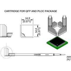 JBC C420288. Desoldering tip QFP 14,5 for Desoldering tweezers HT420 and AT420