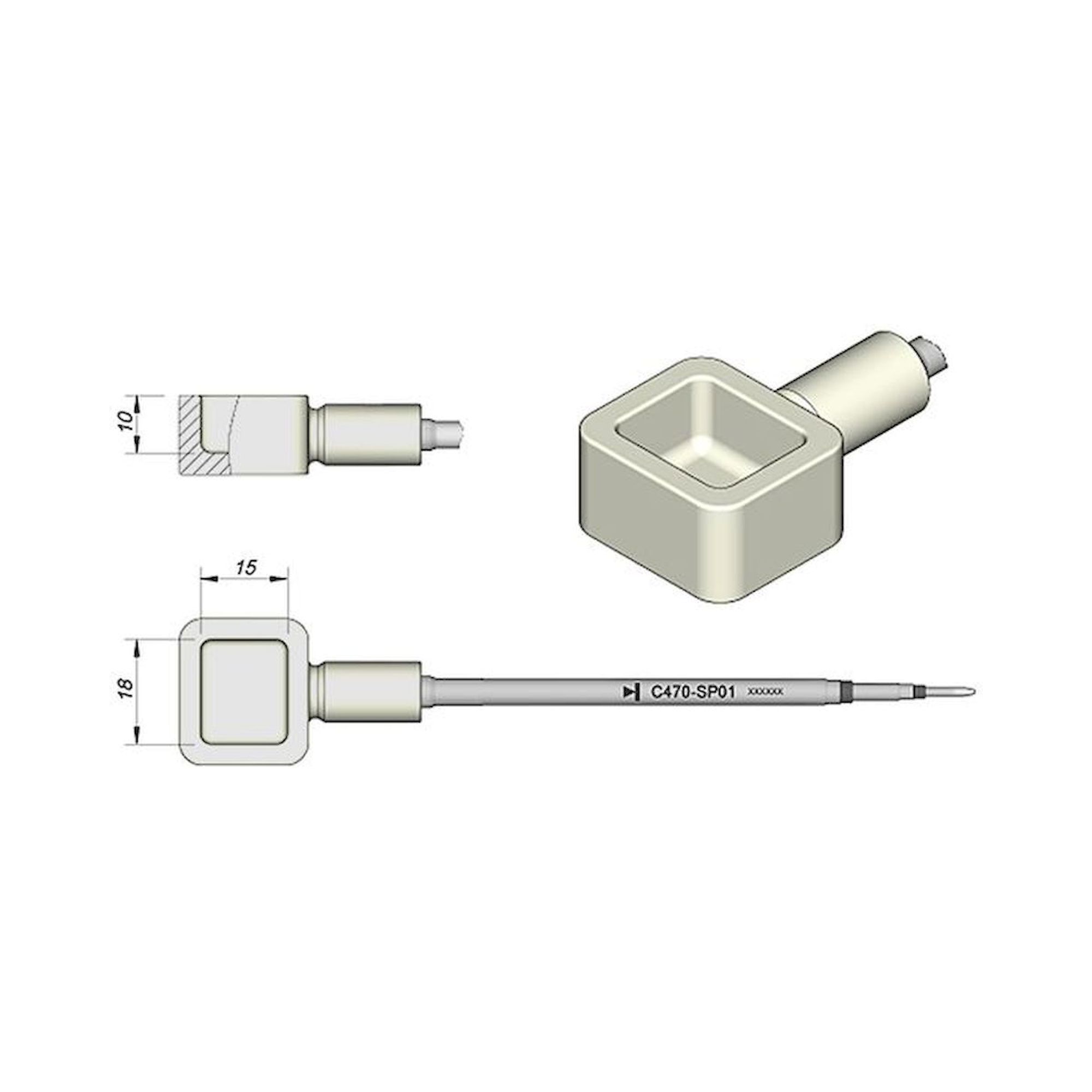 JBC C470-SP01. Soldering tip with small solder bath, 18x15x10 mm, C470-SP01