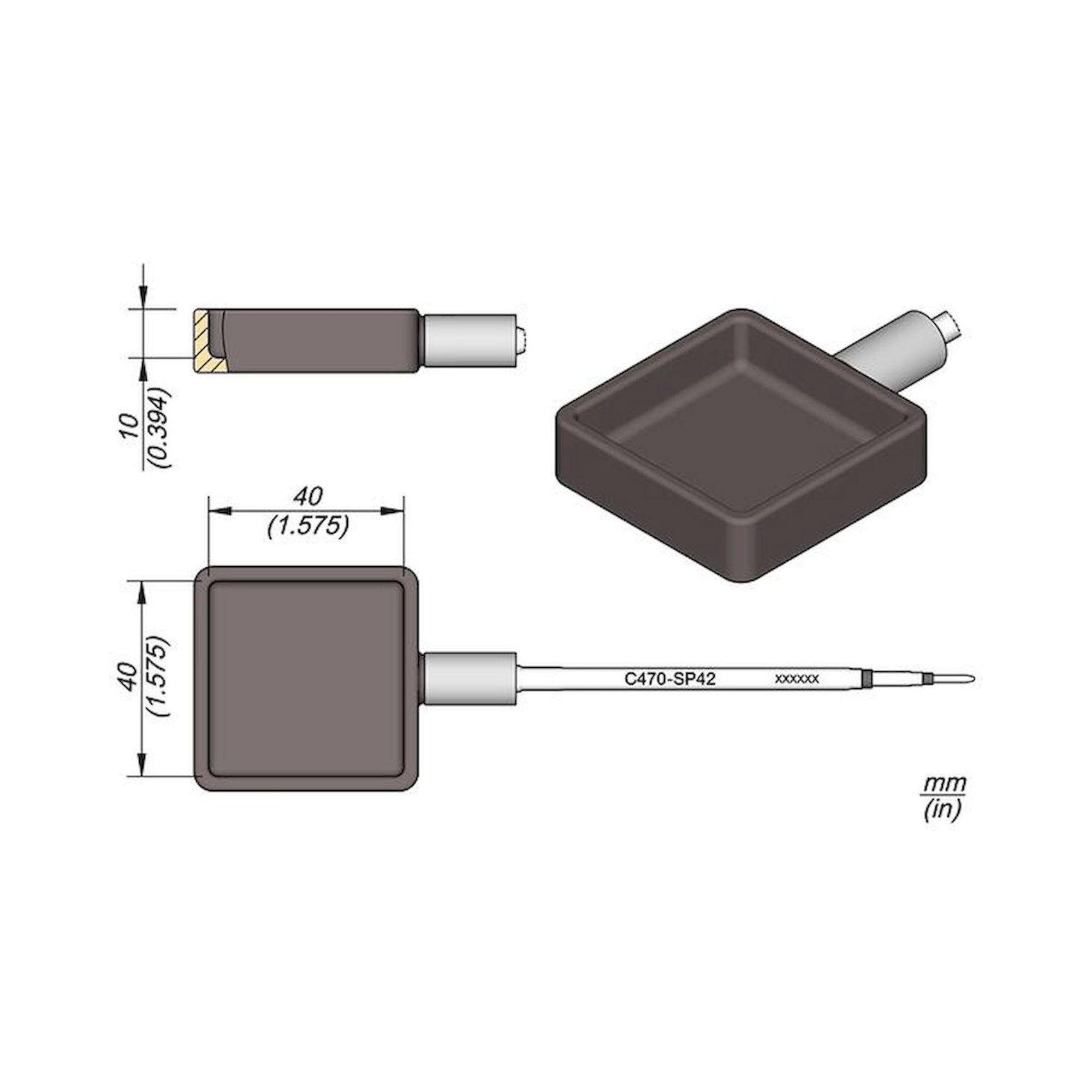 JBC C470-SP42. Soldering tip with small solder bath, 40x40x10 mm, C470-SP42