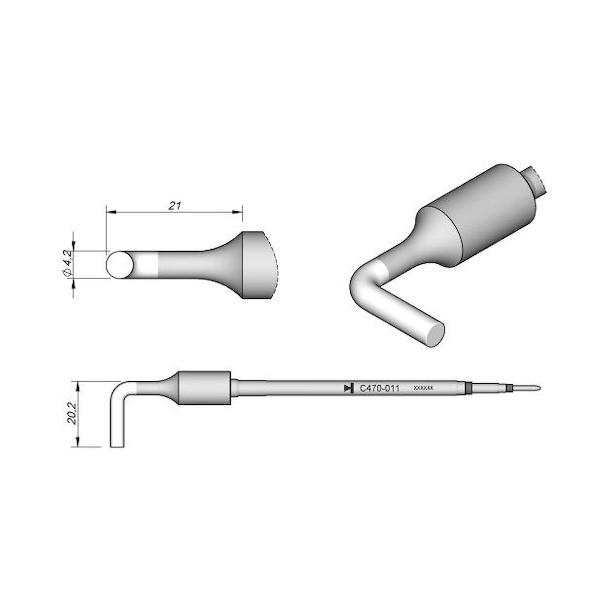 JBC C470011. Angled soldering tip, D 4.2 mm, C470011