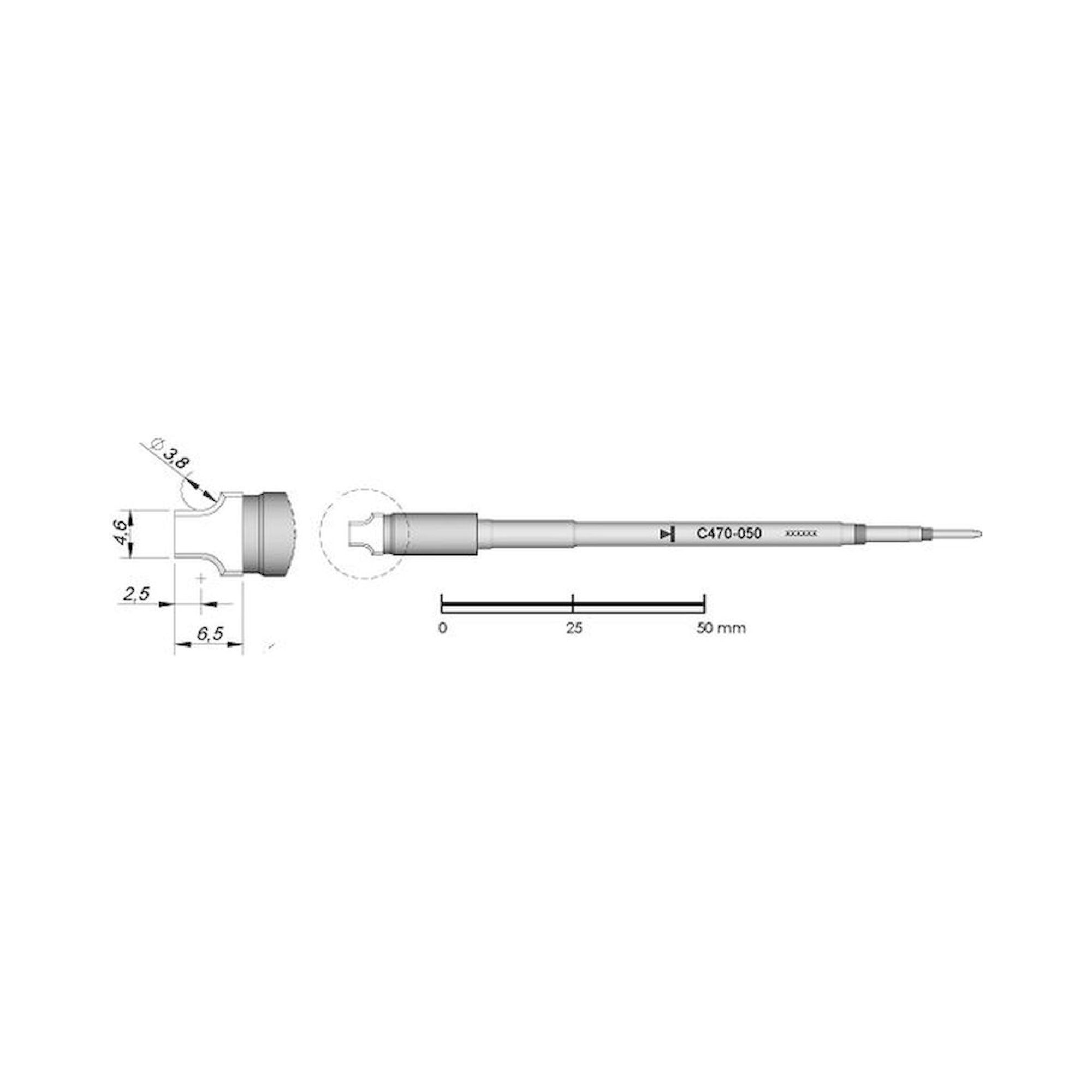 JBC C470050. Soldering tip for special connectors, D 3.8 mm, C470050