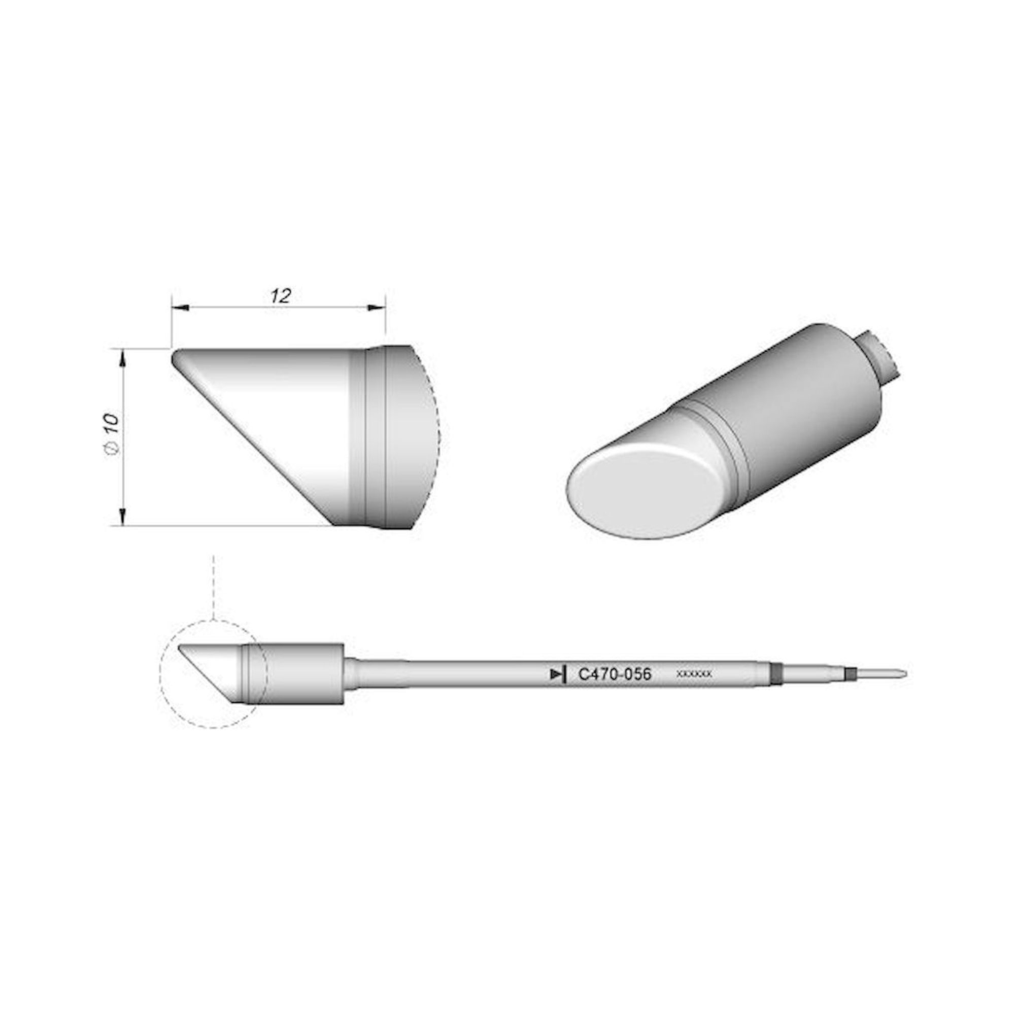JBC C470056. Soldering tip, bevelled, D 10 mm, C470056