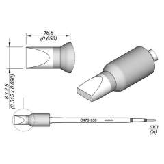 JBC C470058. Soldering tip chisel-shaped, 8x2.5 mm, C470058