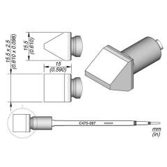 JBC C470067. Soldering tip chisel-shaped, 15.5x2.5 mm, C470067