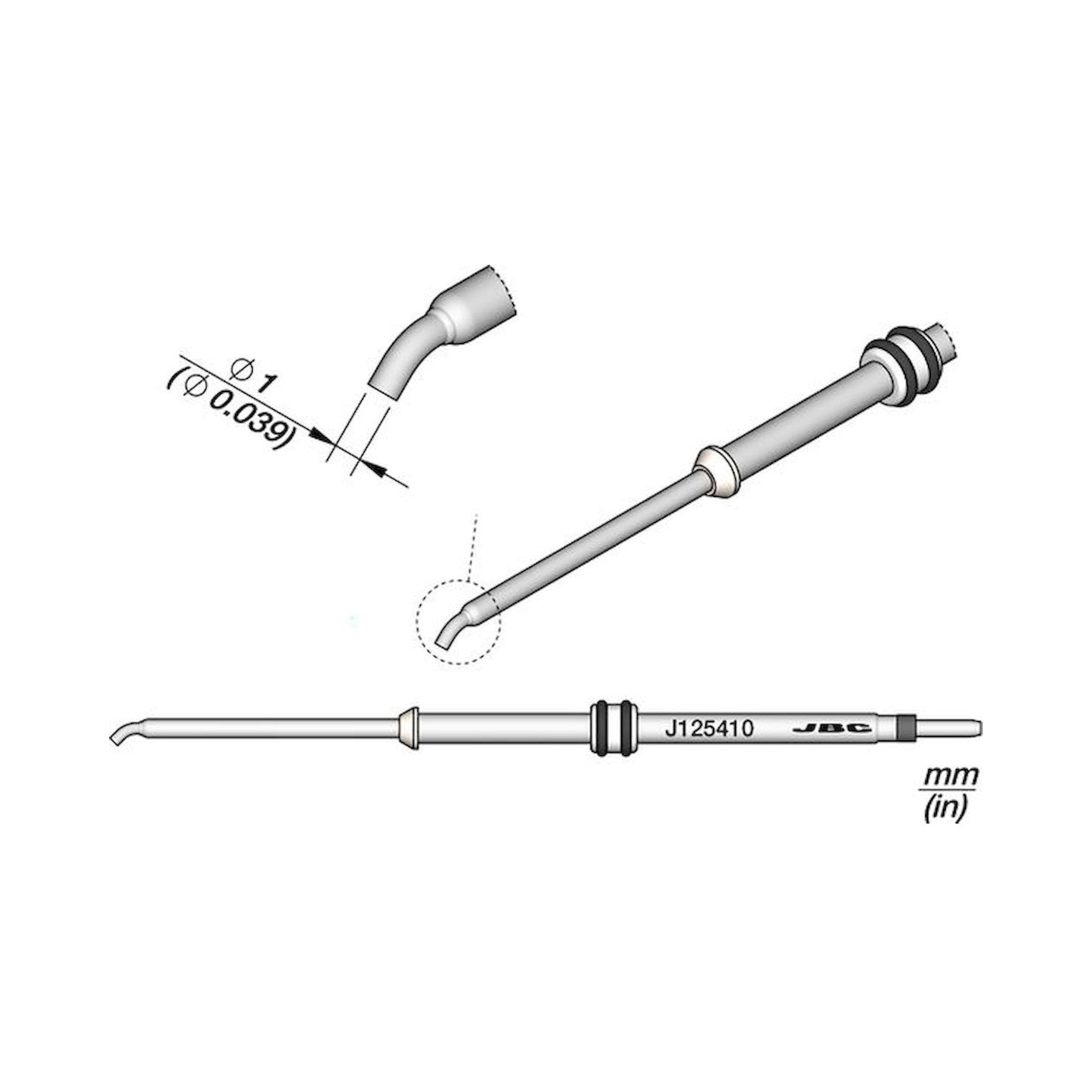 JBC J125410. Bent Cartridge 1 45°, for JNA Hot air station
