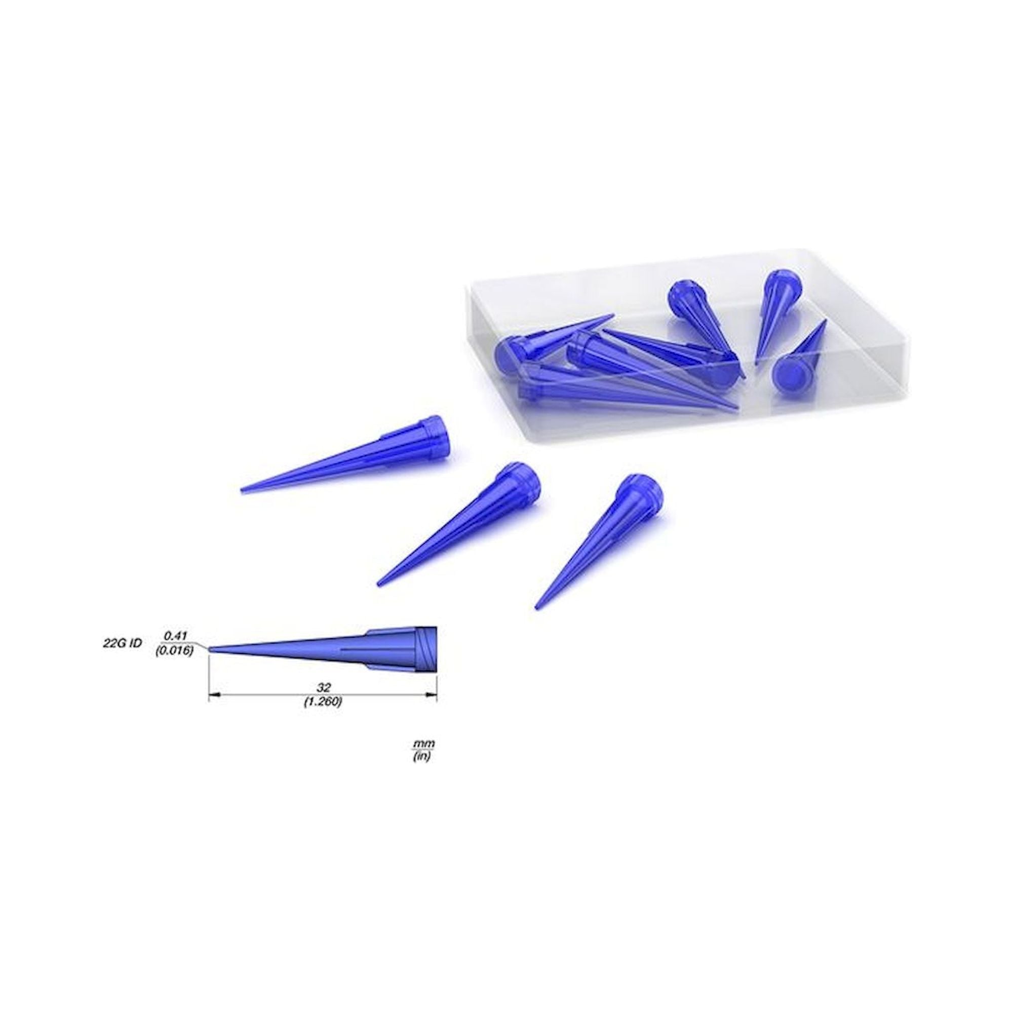 JBC ND22P. 22 G Dosing needle conical blue, 10 pieces