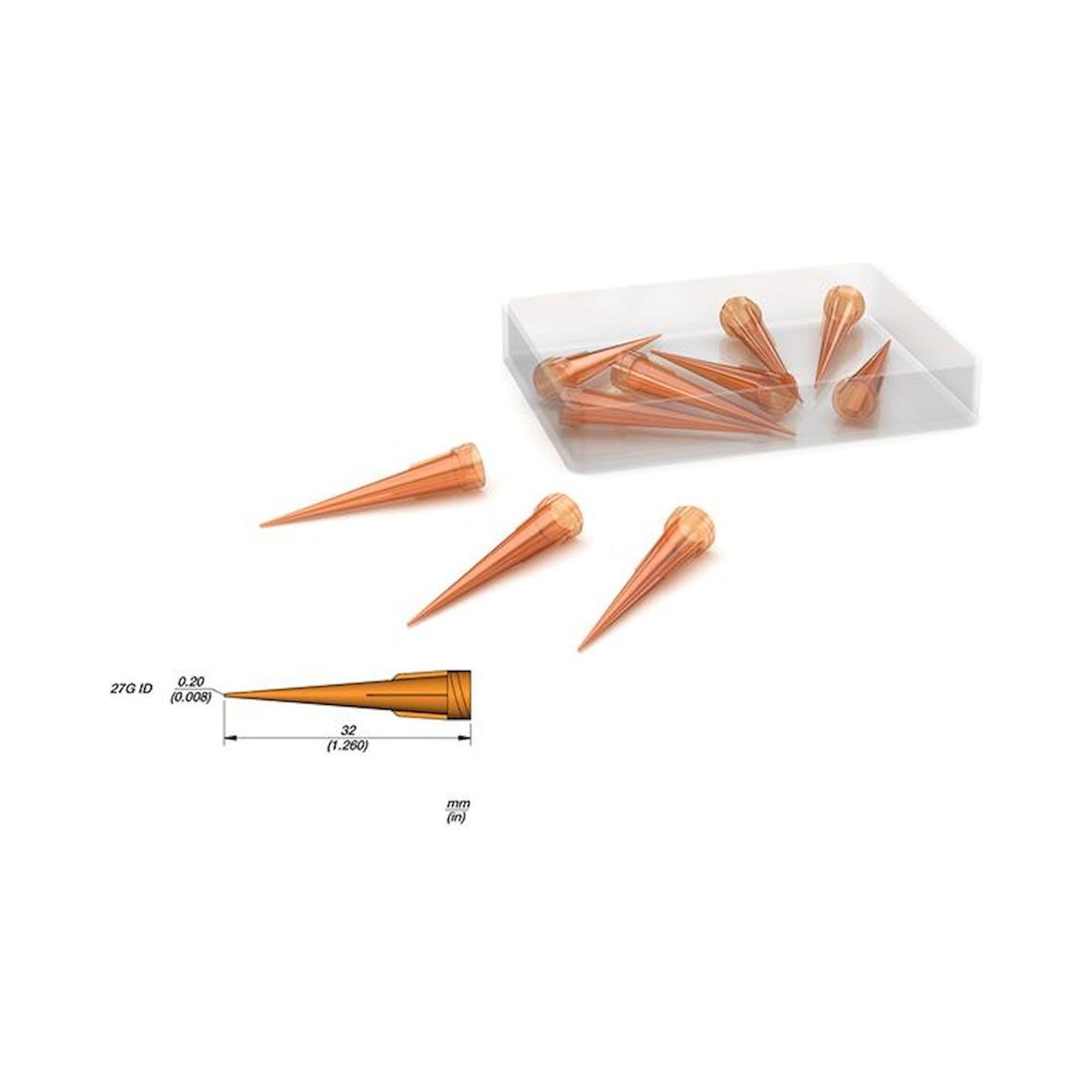 JBC ND27P. 27 G Dosing needle conical orange, 10 pieces
