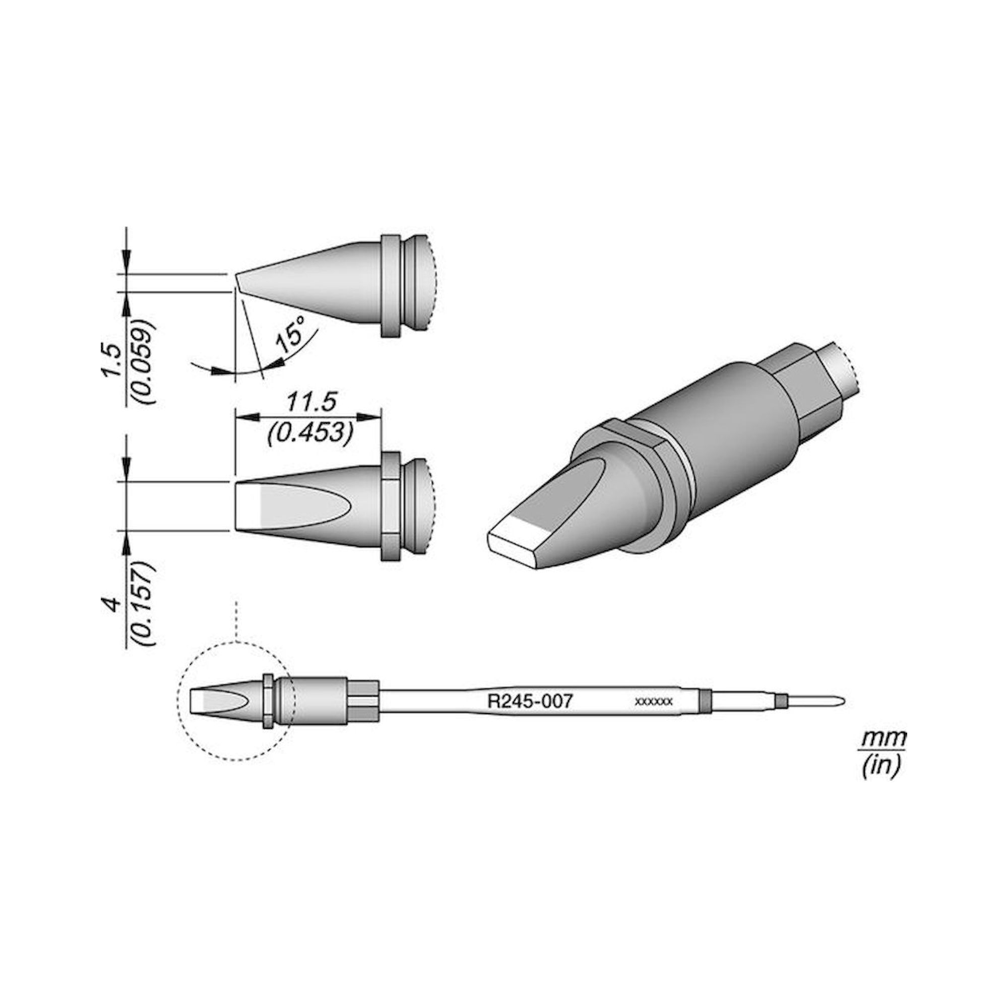 JBC R245007. Soldering tip R245, chisel, 4x1.5mm, R245007