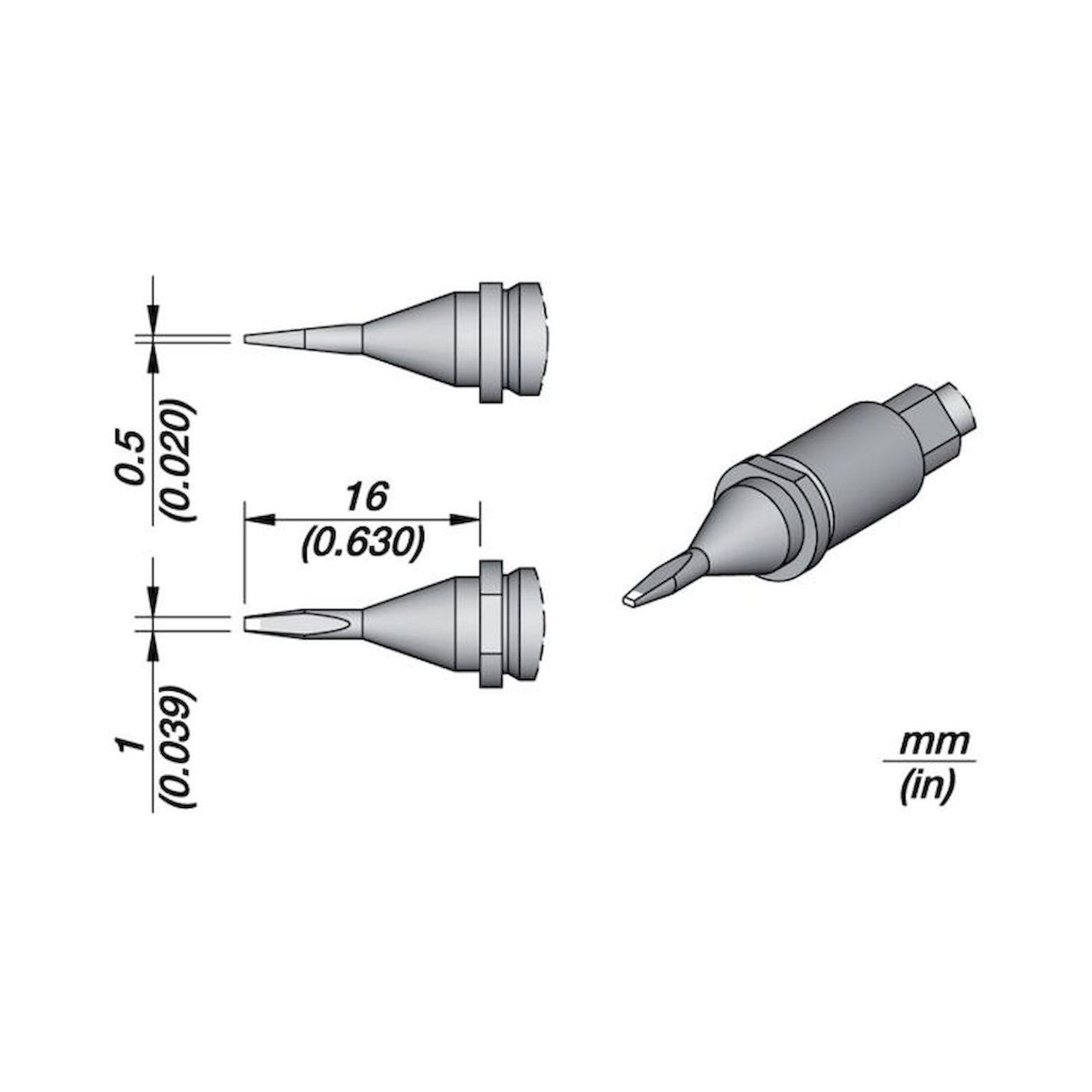 JBC R245016. Soldering tip R245, twin tip, 2 mm, R245016