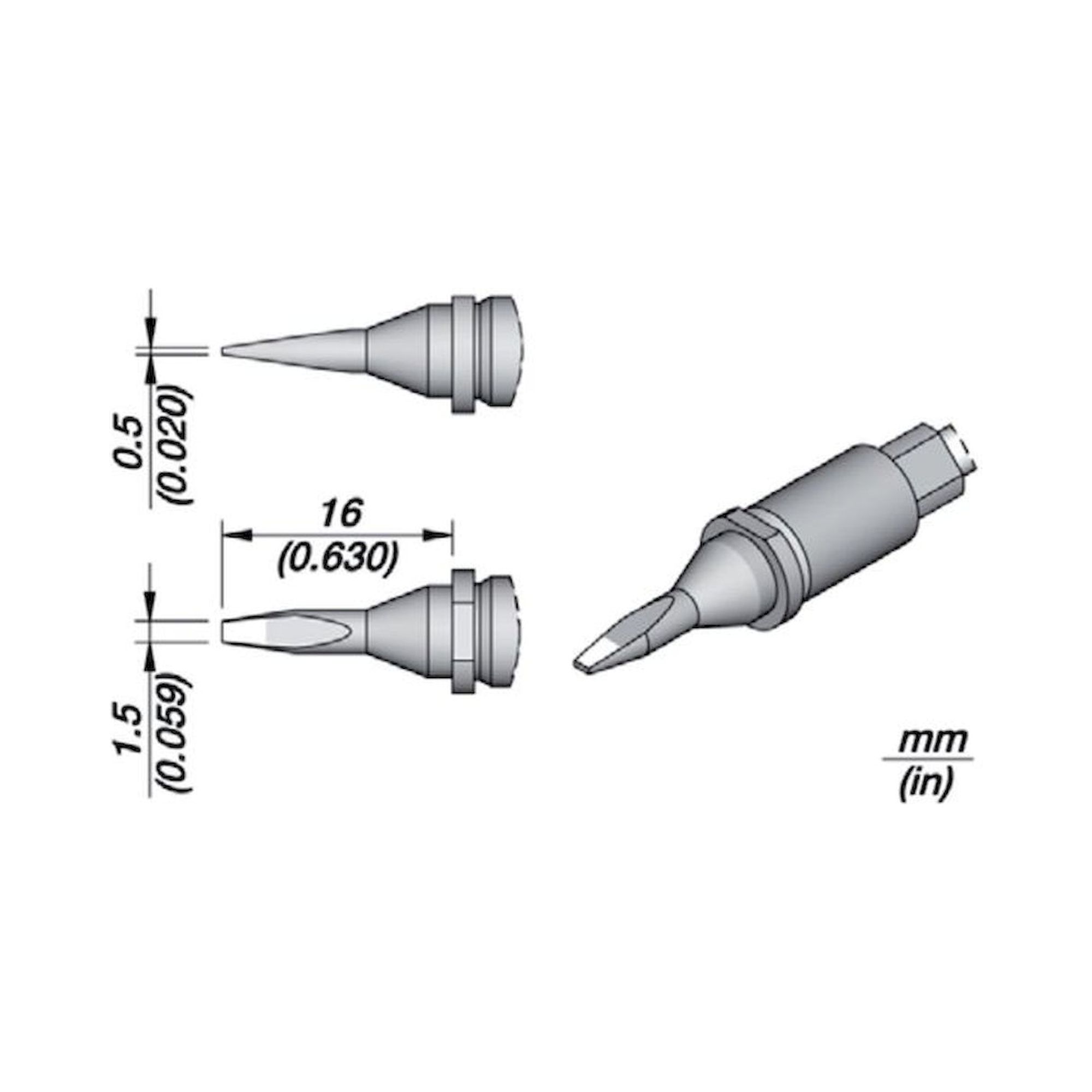JBC R245017. Soldering tip R245, chisel, 1.5x0.5 mm, R245017
