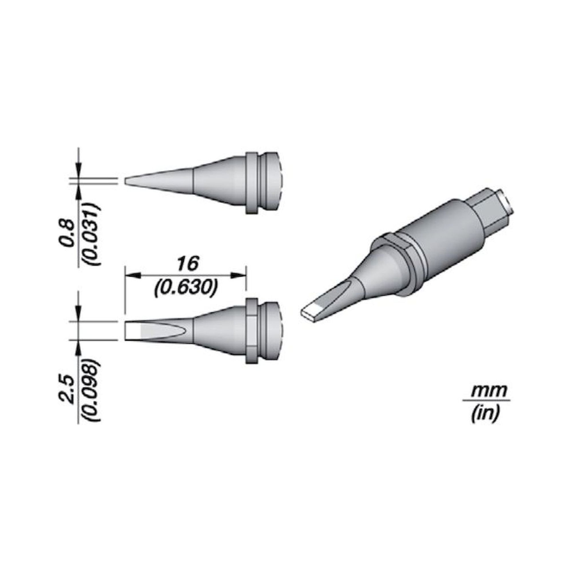 JBC R245019. Soldering tip R245, chisel, 2.5x0.8 mm, R245019
