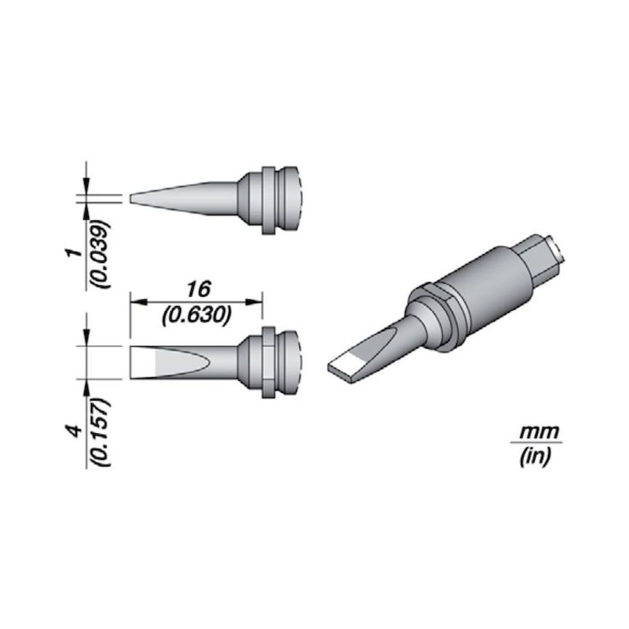 JBC R245021. Soldering tip R245, chisel, 4x1mm, R245021