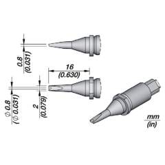 JBC R245024. Soldering tip R245, grooved chisel, 2x0.8 mm, R245024