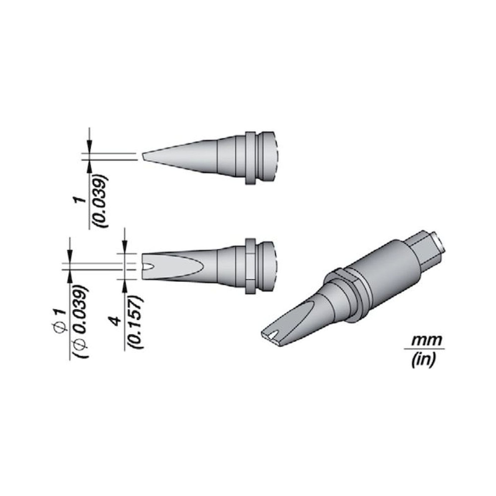 JBC R245025. Soldering tip R245, grooved chisel, 4x1 mm, R245025