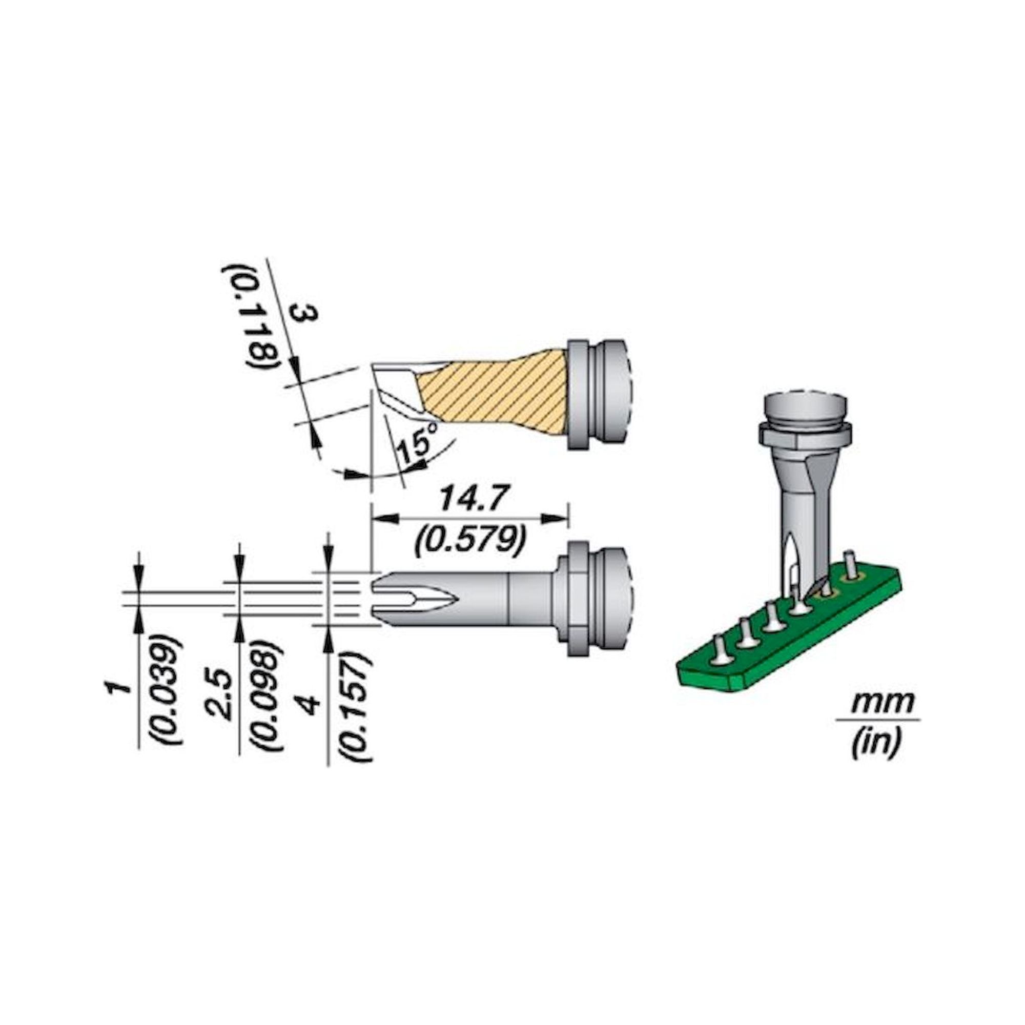 JBC R245027. Soldering tip R245, drag soldering, 1 mm, R245027