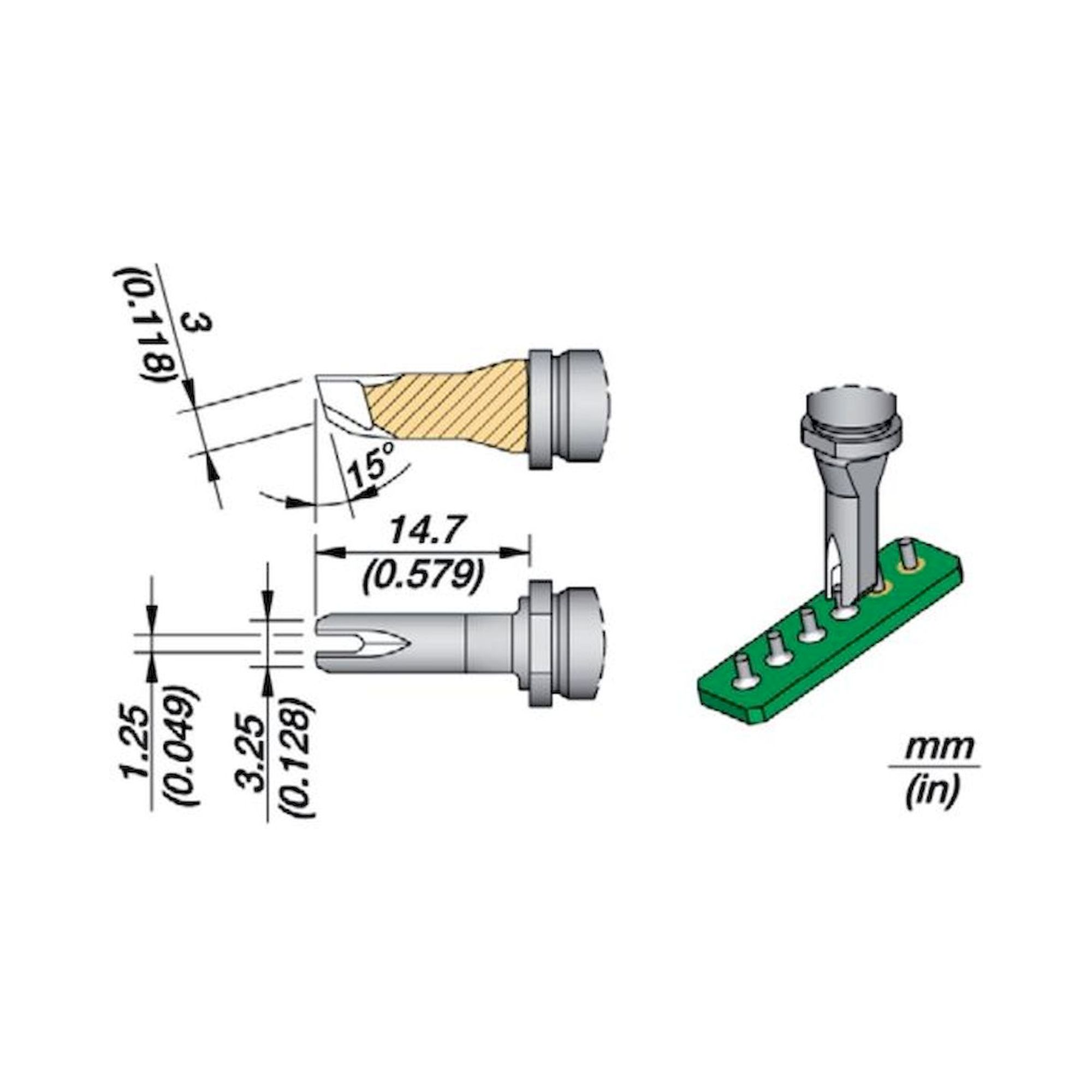 JBC R245029. Soldering tip R245, drag soldering, 1.25 mm, R245029