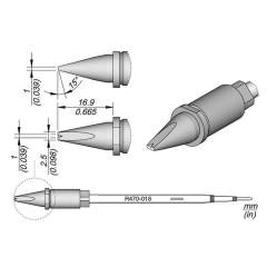 JBC R470018. Soldering tip R470, grooved chisel, 2.5x1mm, R470018