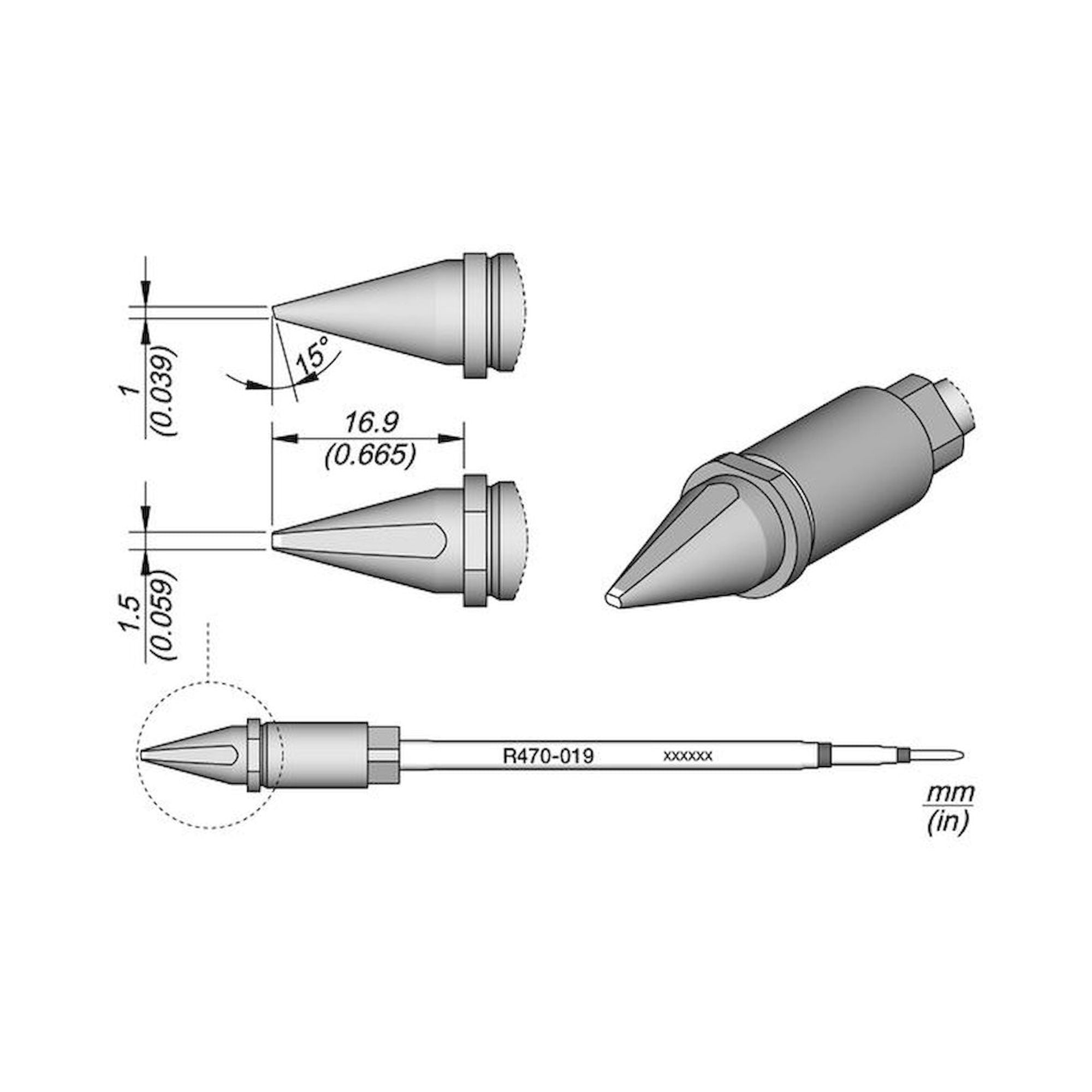 JBC R470019. Lötspitze R470, Meißel, 1,5x1 mm, R470019