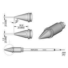 JBC R470019. Soldering tip R470, chisel, 1.5x1mm, R470019