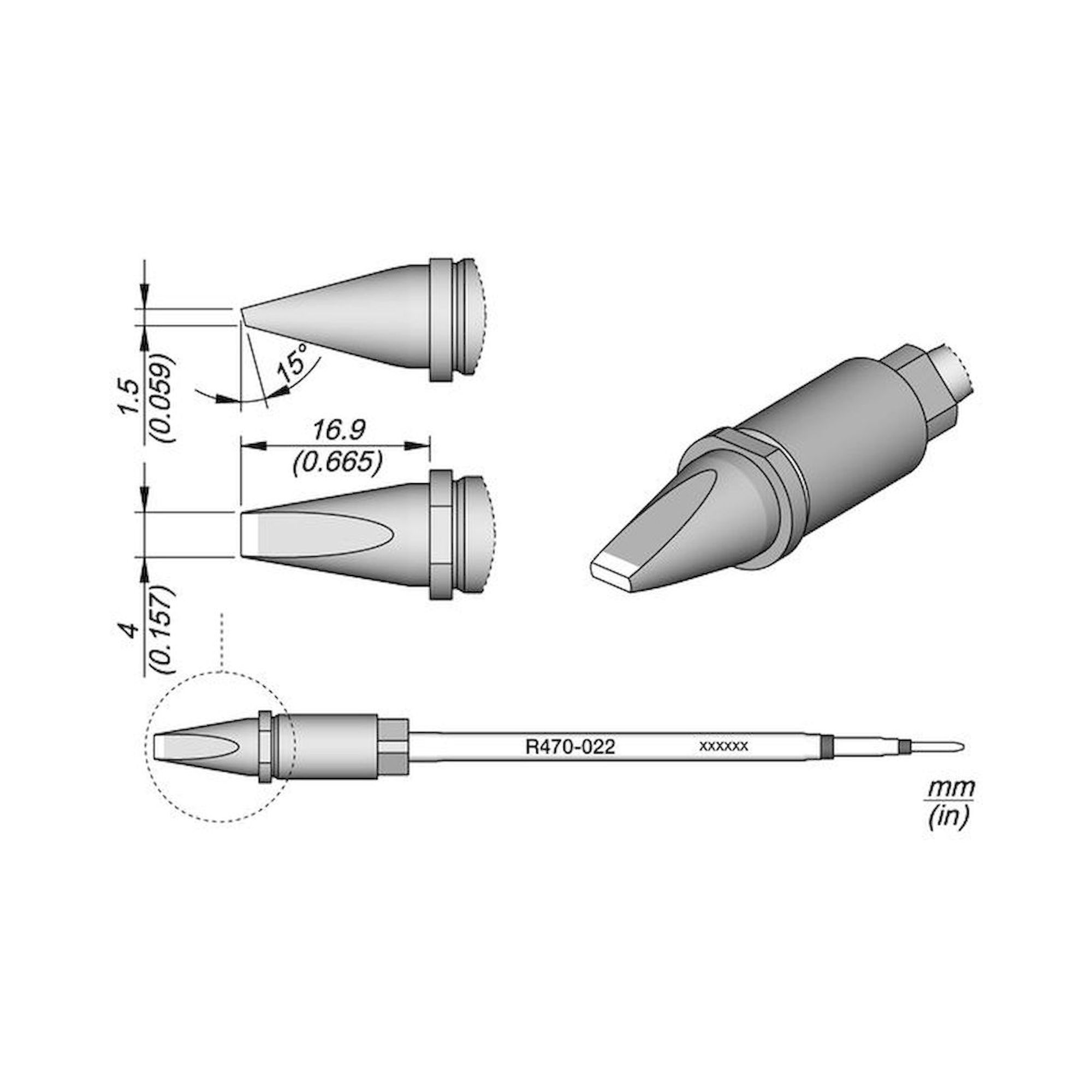 JBC R470022. Lötspitze R470, Meißel, 4x1,5 mm, R470022