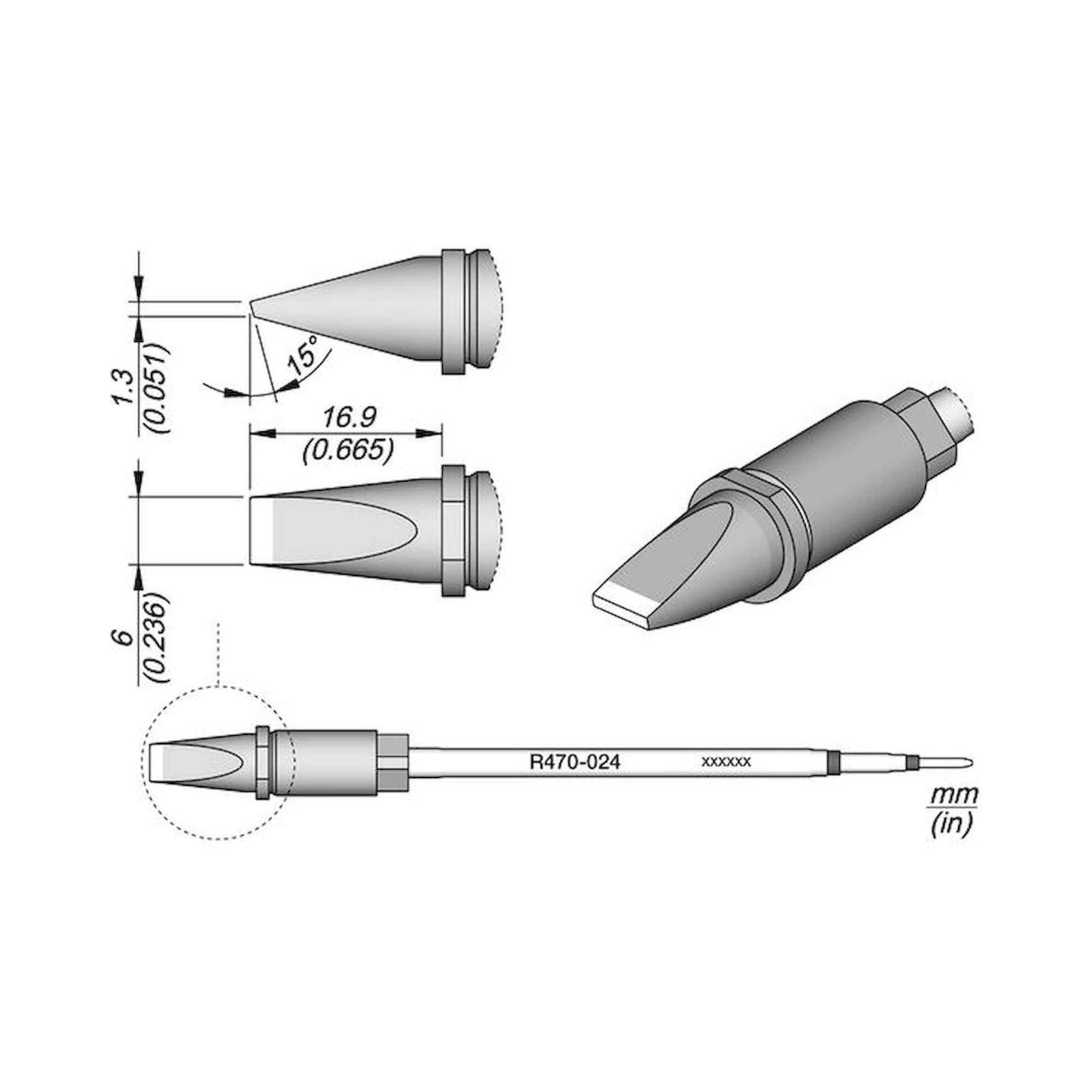JBC R470024. Lötspitze R470, Meißel, 6x1,3 mm, R470024