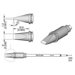 JBC R470024. Soldering tip R470, chisel, 6x1.3 mm, R470024