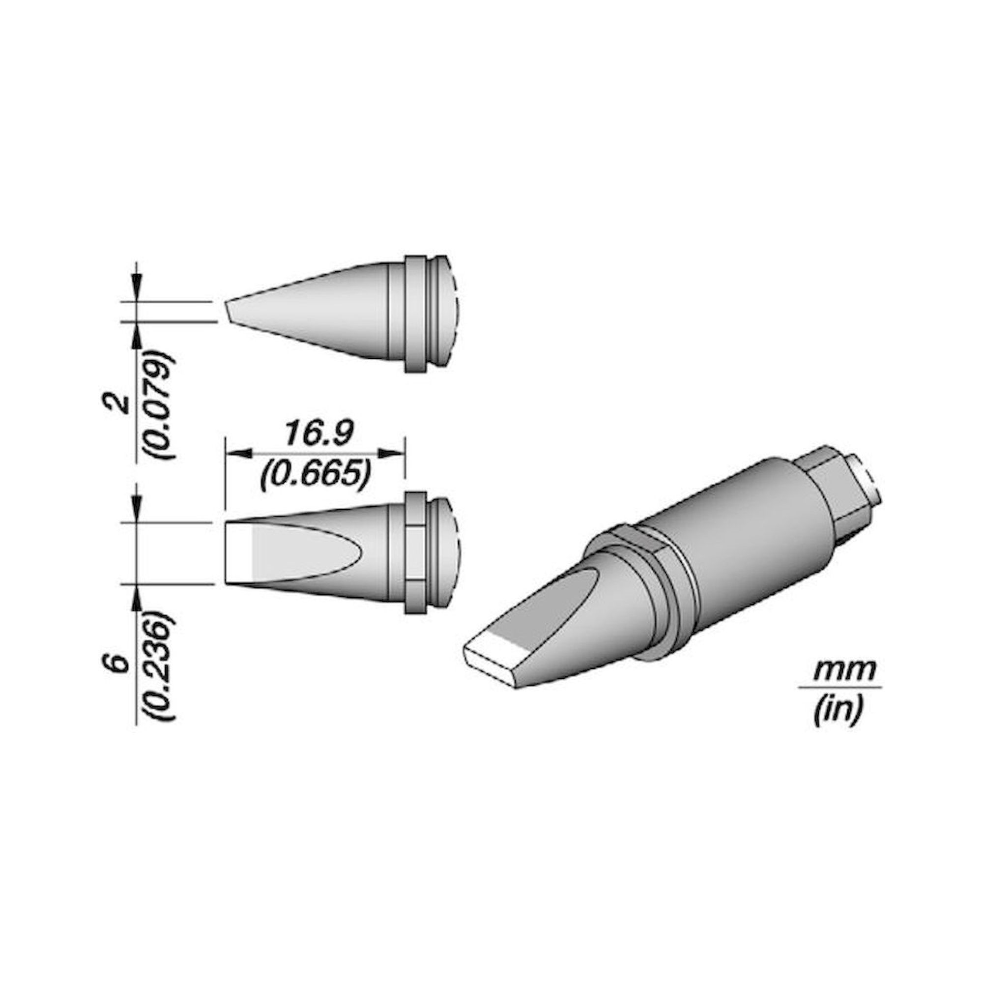 JBC R470035. Soldering tip R470, chisel, 6x2 mm, R470035