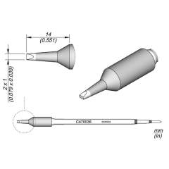 JBC R470036. Soldering tip R470, chisel, 1mm, R470036