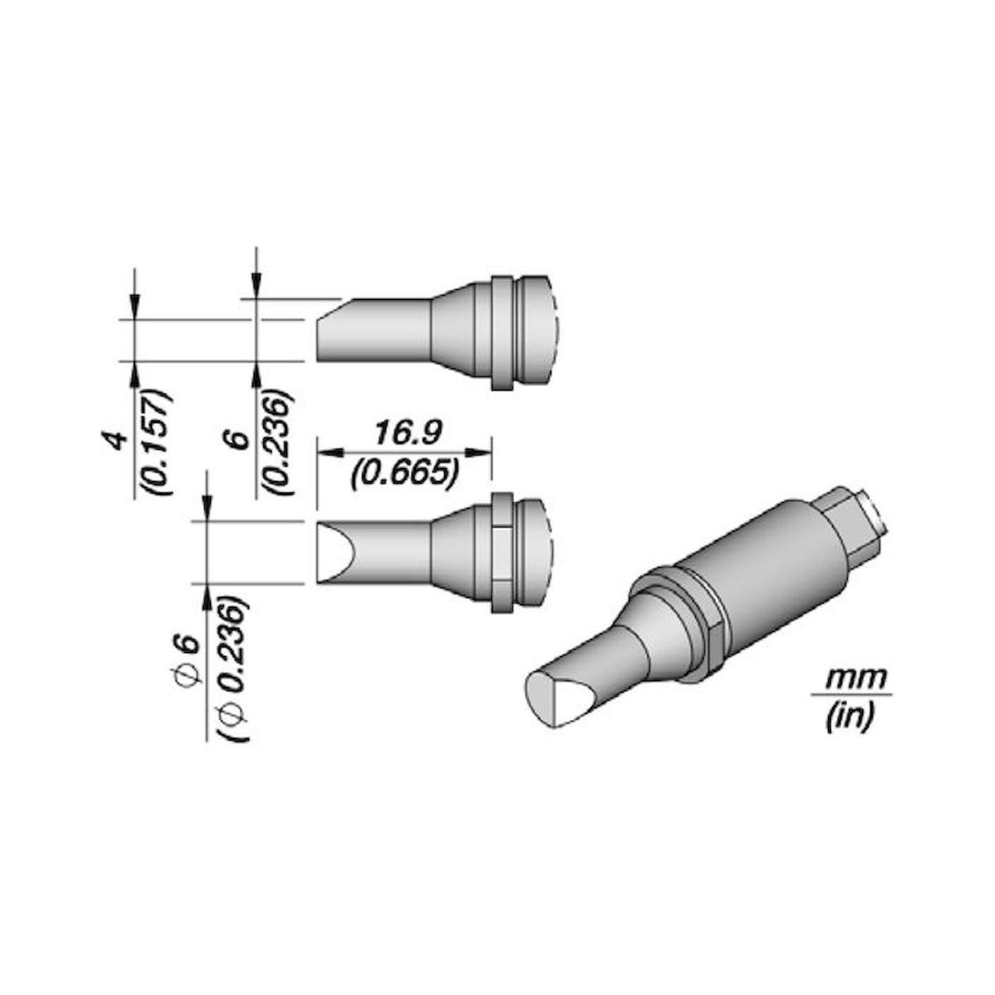 JBC R470039. Soldering tip R470, bevelled, 6 mm, R470039