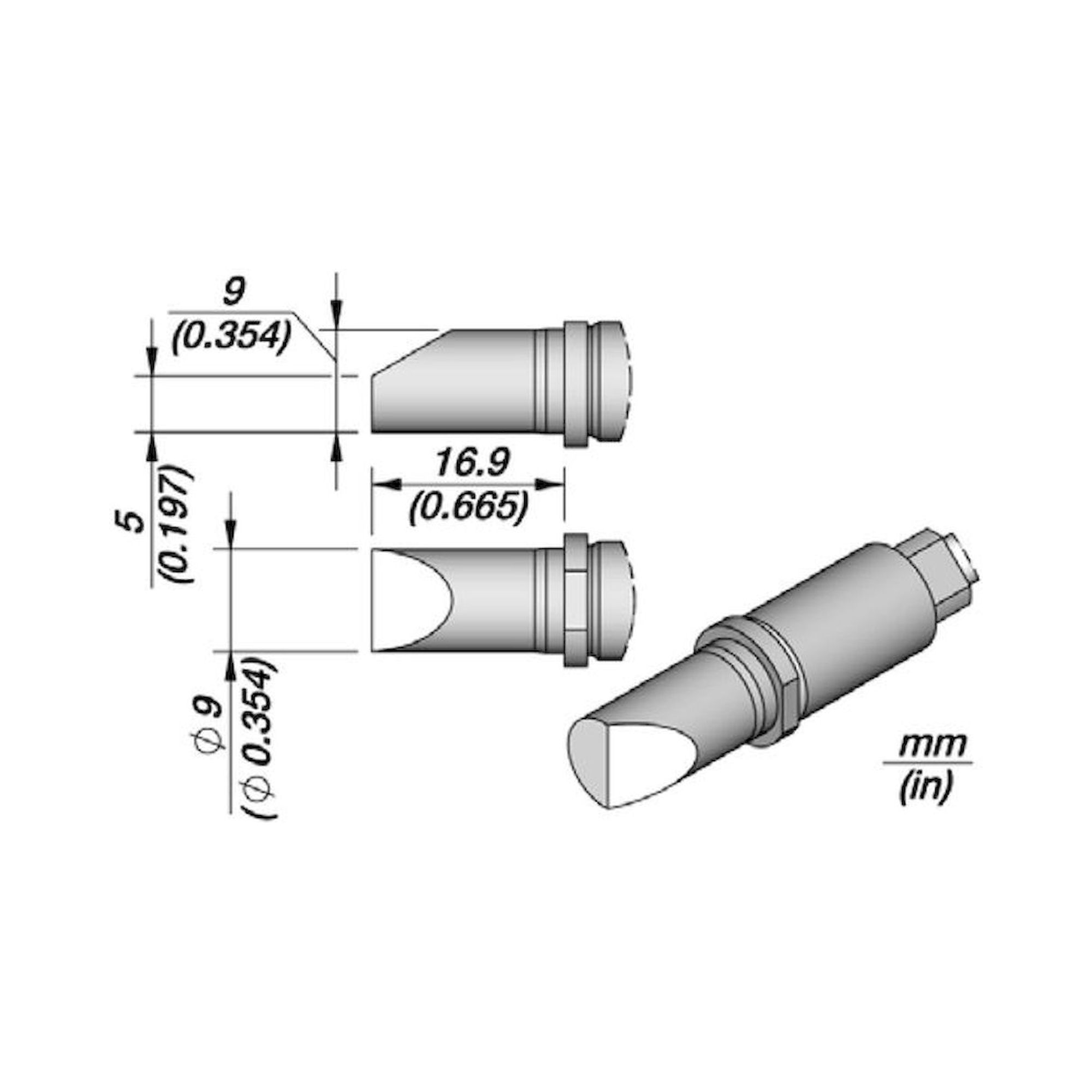 JBC R470040. Soldering tip R470, bevelled, 9 mm, R470040