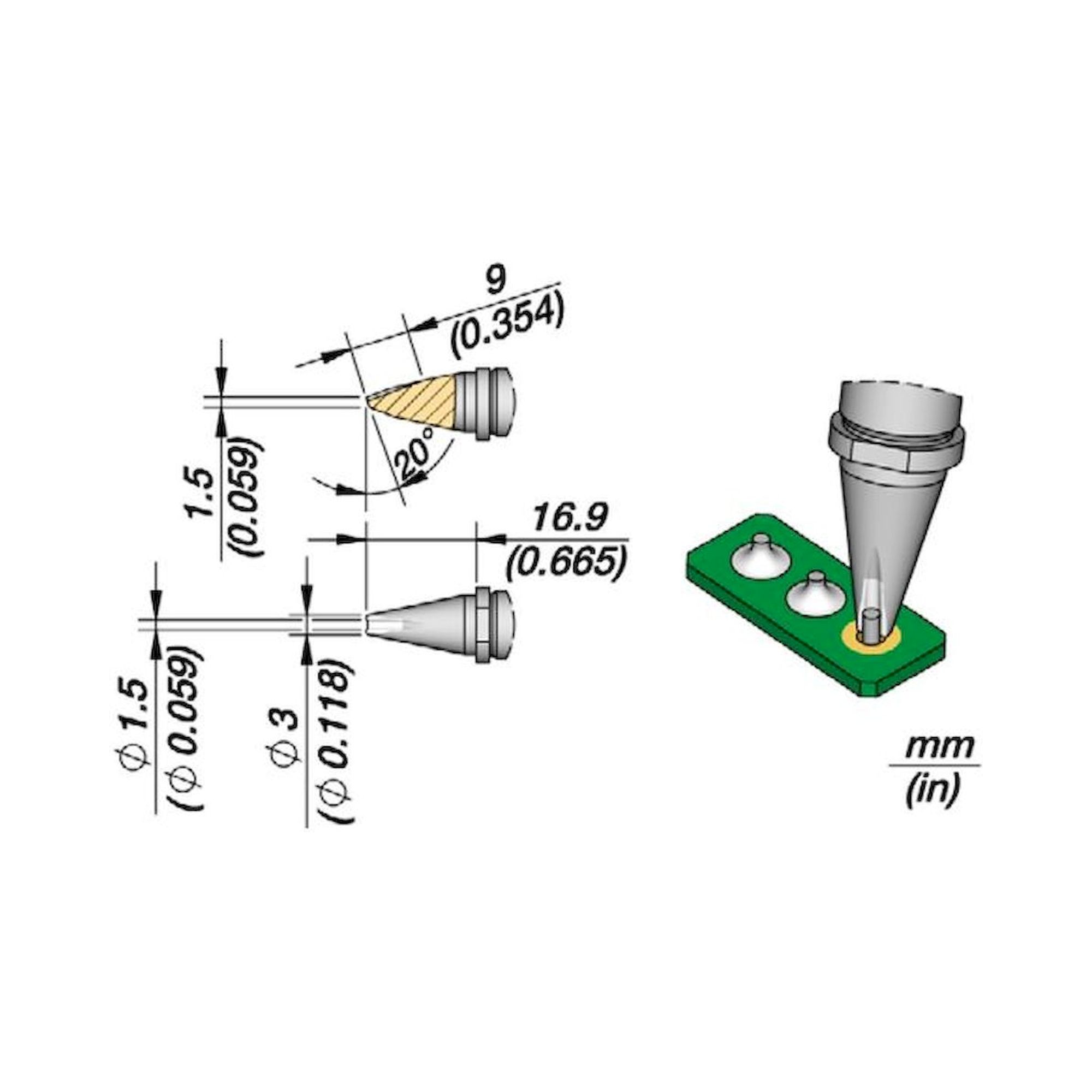 JBC R470041. Soldering tip R470, pin connector, 1.5 mm, R470041