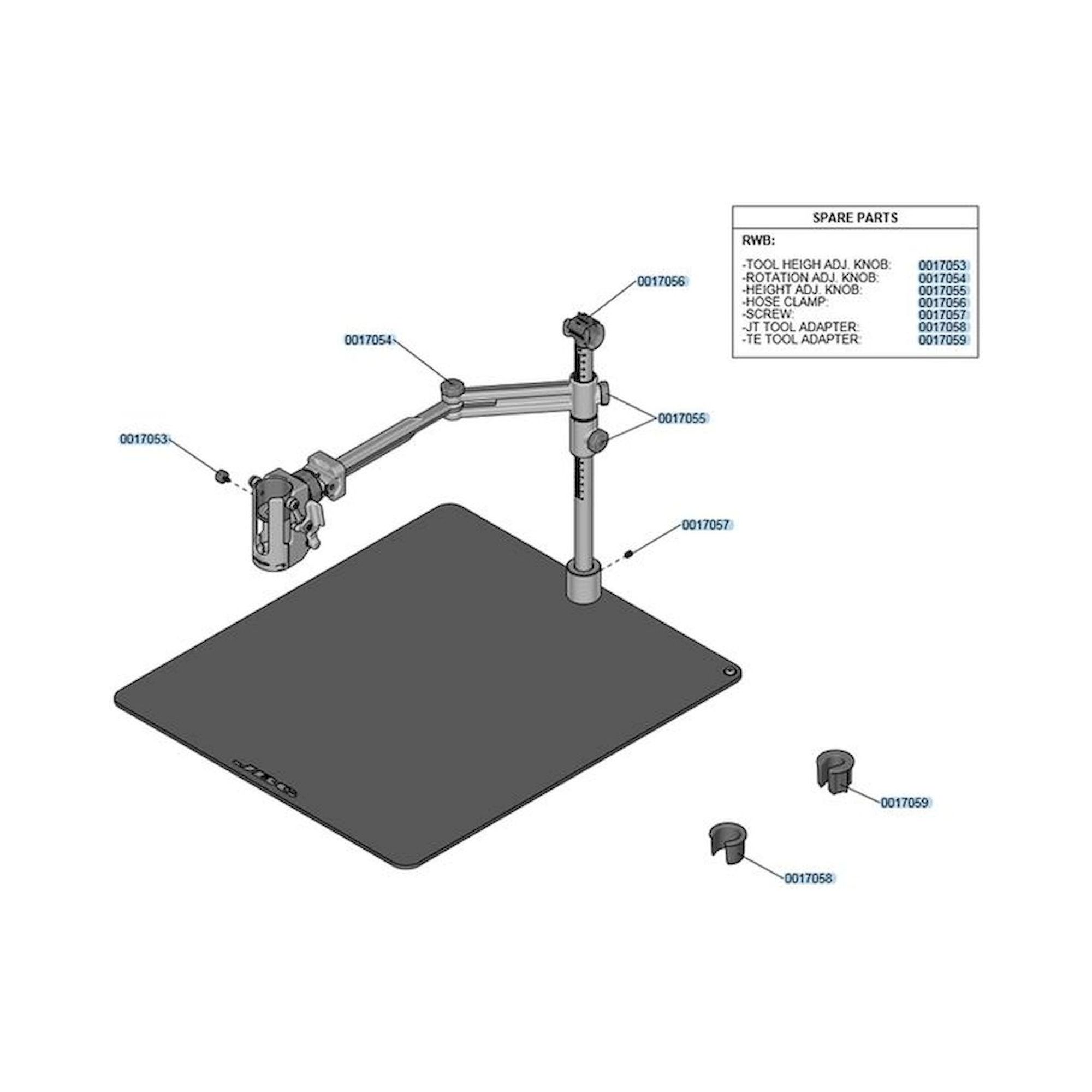 JBC RWB-B. Adjustable hot air piston holder, for PHB (plate 480x550 mm)