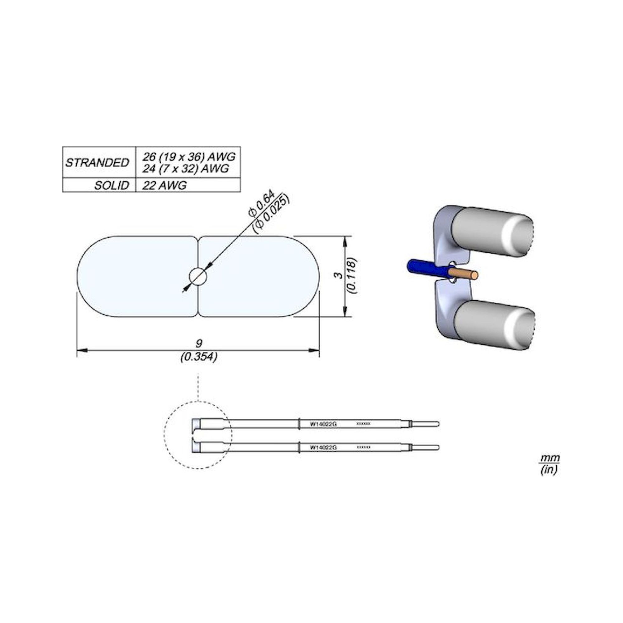 JBC W14022G. W14022G soldering tip for WS140 Desoldering tweezers, 22G 3 mm