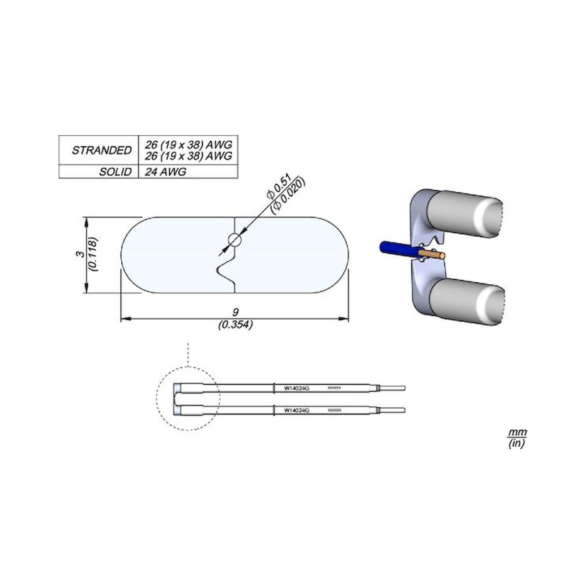 JBC W14024G. W14024G soldering tip for WS140 Desoldering tweezers, 24G 3 mm