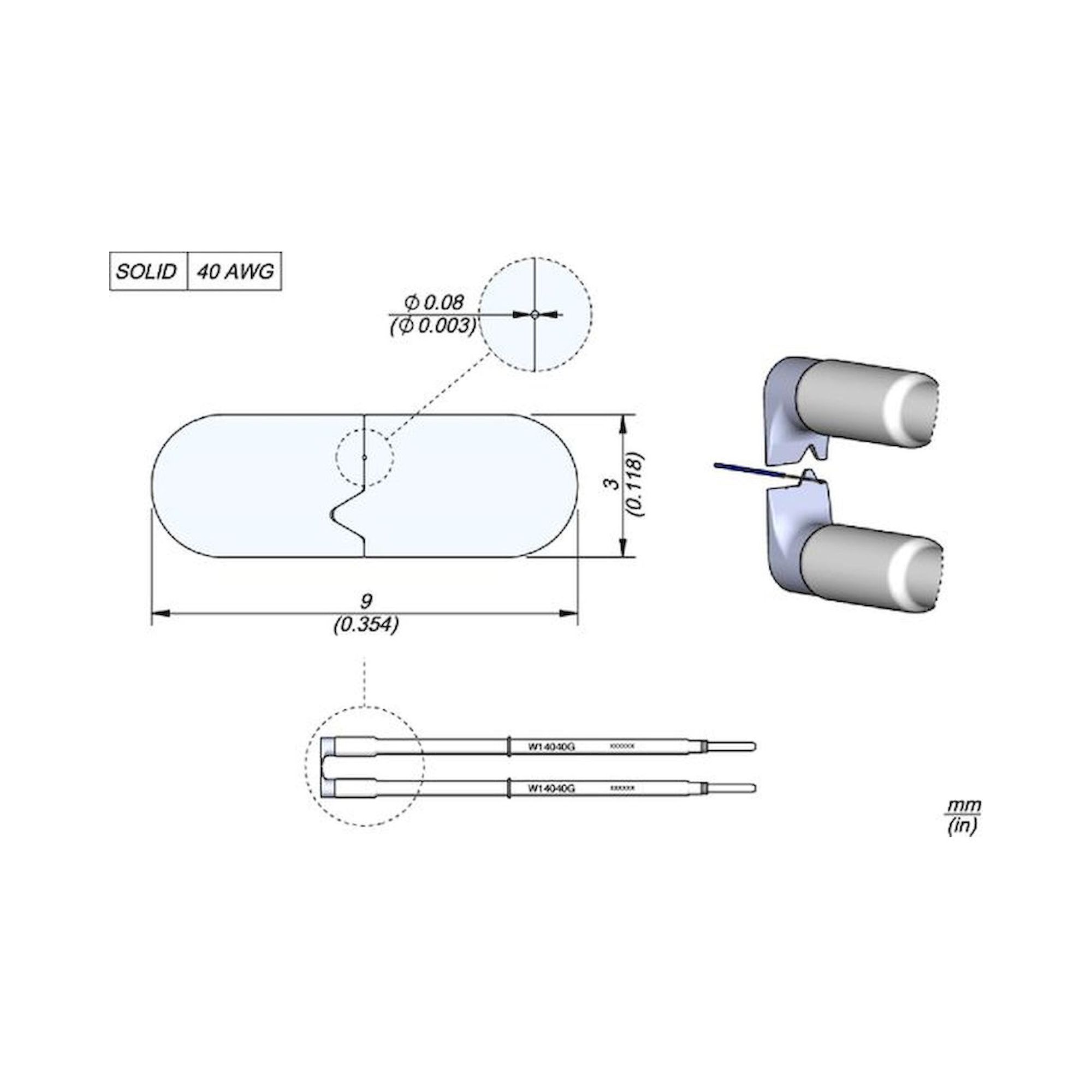 JBC W14040G. W14040G soldering tip for WS140 Desoldering tweezers, 40G 3 mm