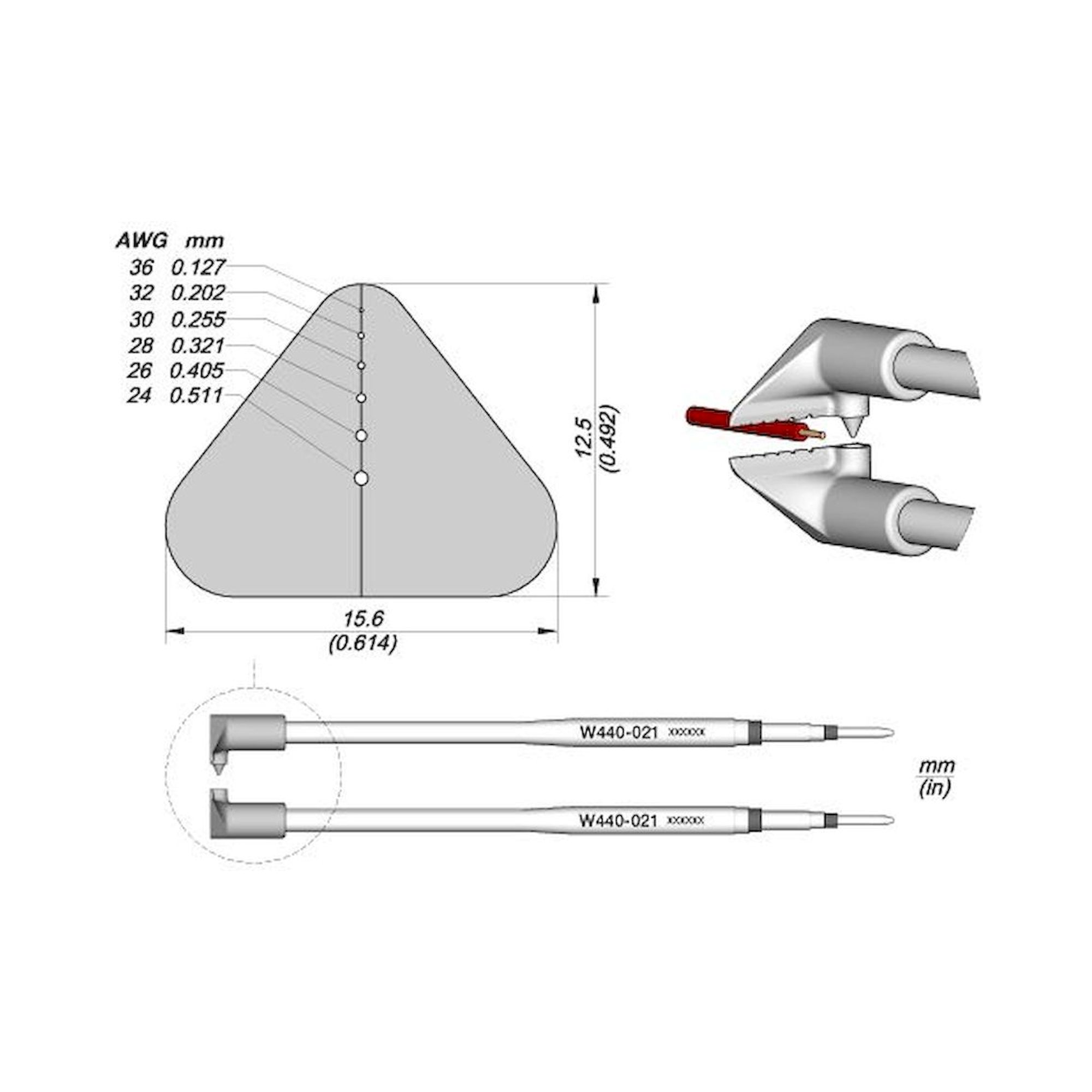 JBC W440021. Soldering tip AWG 36 to 24, W440021