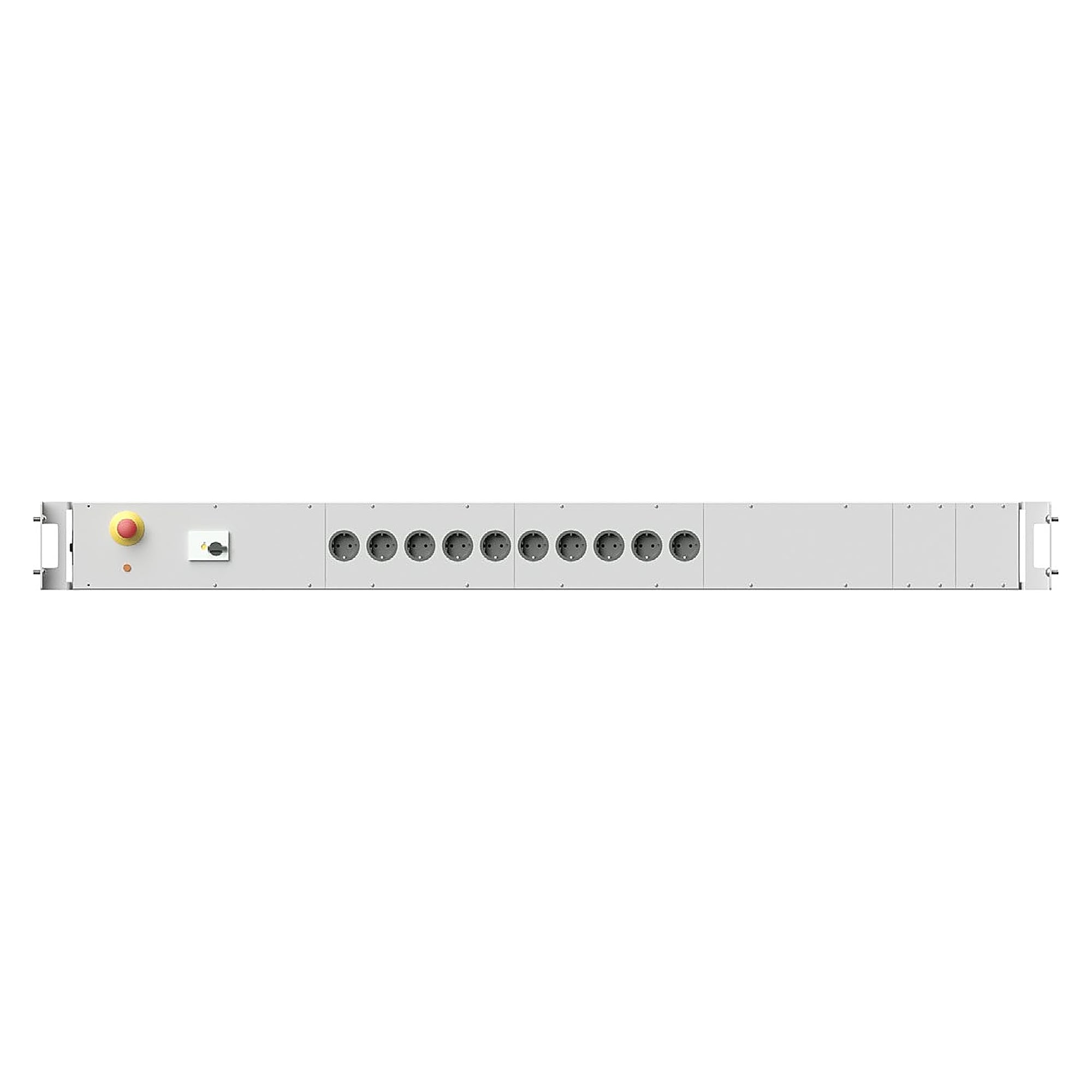 Bandeau d'alimentation Quadro, DDR, arrêt d'urgence, 10 prises Schuko, largeur 1650 mm - Karl 14.483.70