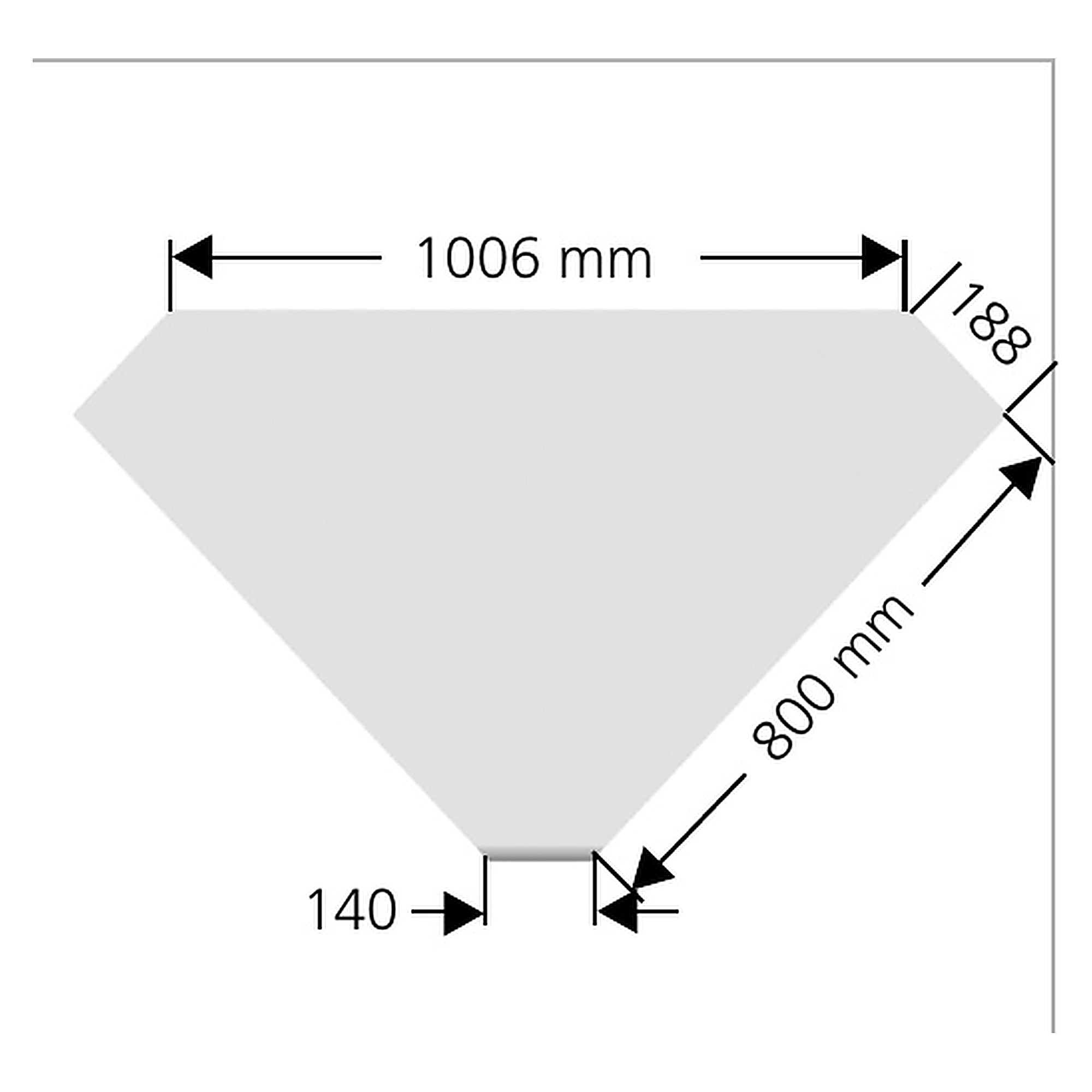 Ecktischplatte Quadro twin 300 Trapez mit Kabeldurchführung, Tischtiefe 800 mm, 40 mm