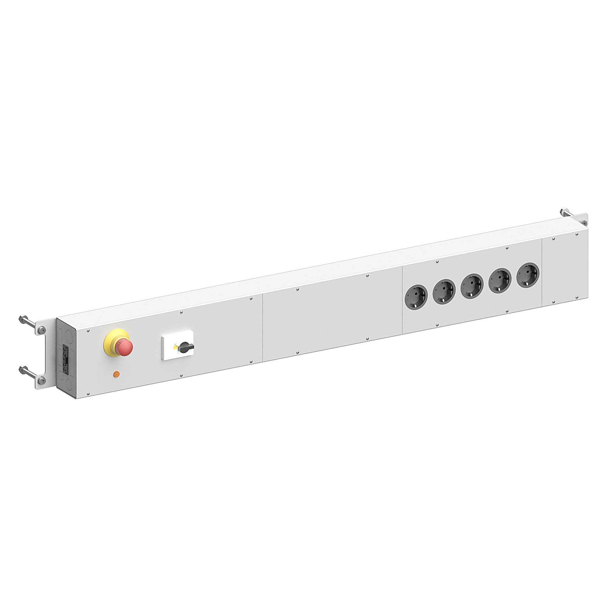 Bandeau d'alimentation Sintro, arrêt d'urgence, 5 prises Schuko, table 1230 mm - Karl 39.470.70