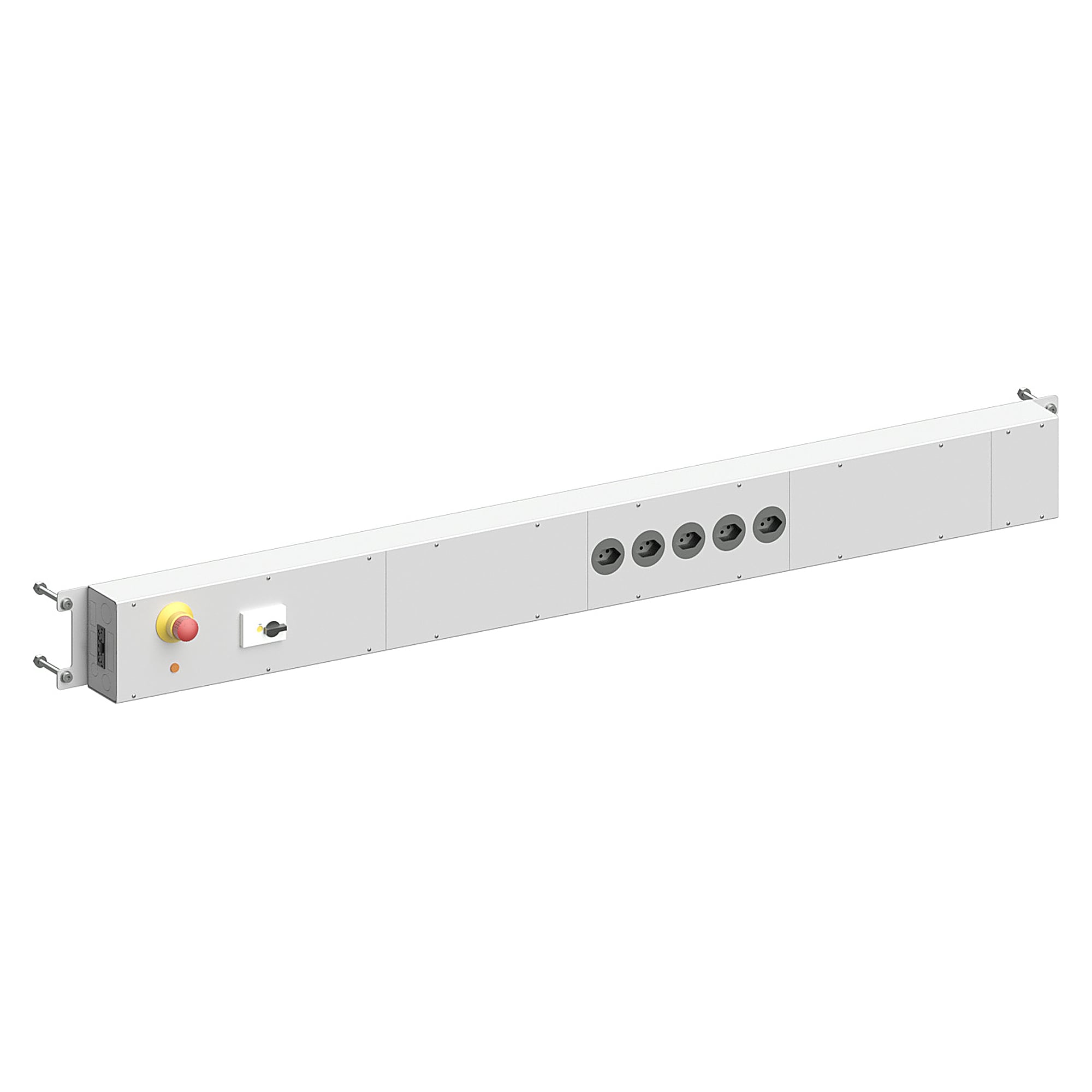 Power supply strip Sintro (CH), emergency stop, 5 Swiss sockets, table width 1530/1830 mm - Karl 39.474.70