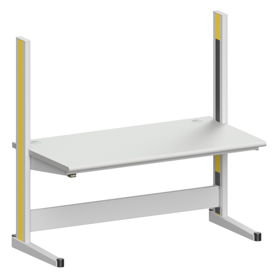 Table de travail Quadro compatible ESD, élément de base avec goulotte à câbles, 1650x880x1600 mm - Karl 10.230.26