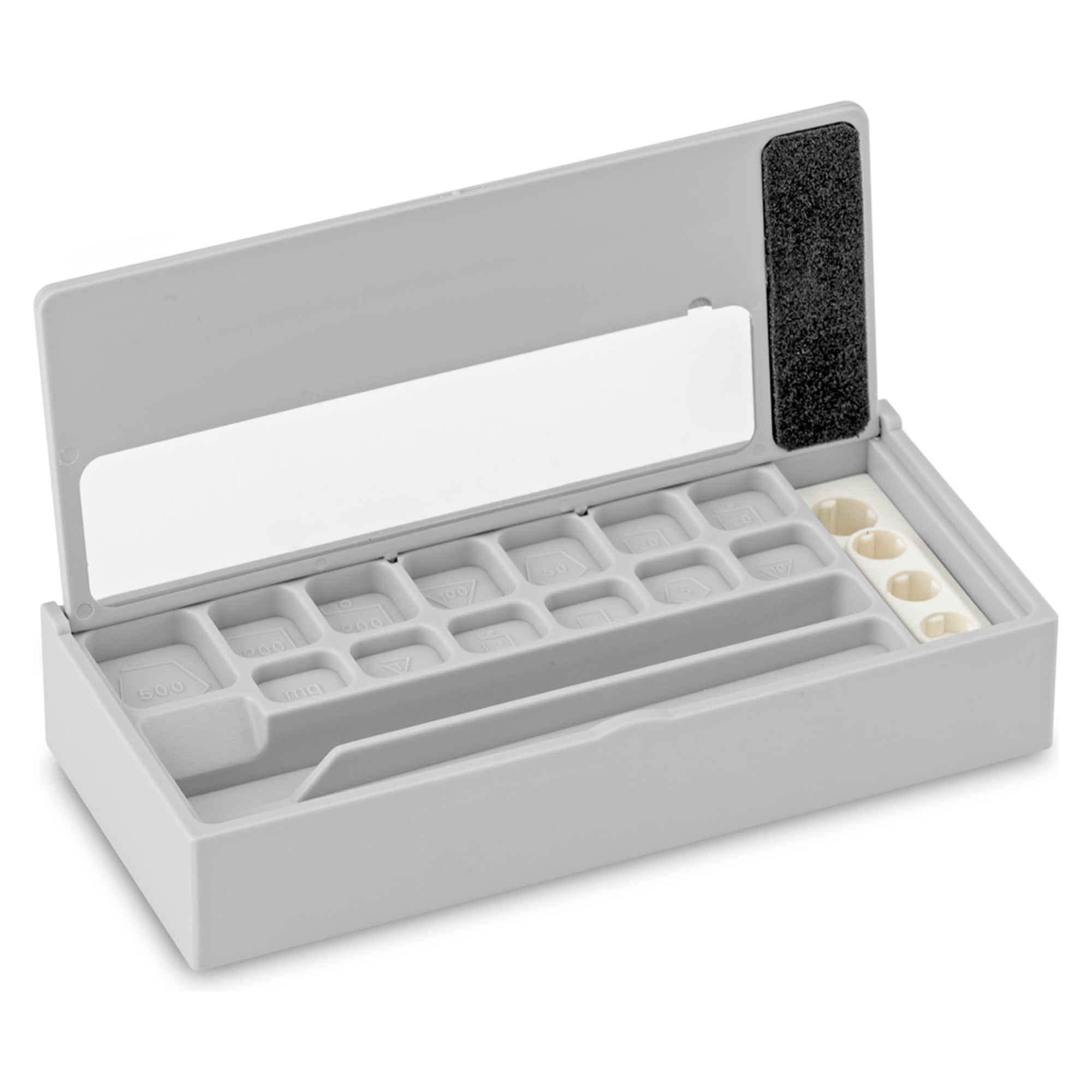 Kunststoff-Etui mit Deckel für Bruchgramm-Sätze 1 mg - 5 g - KERN 328-222-410