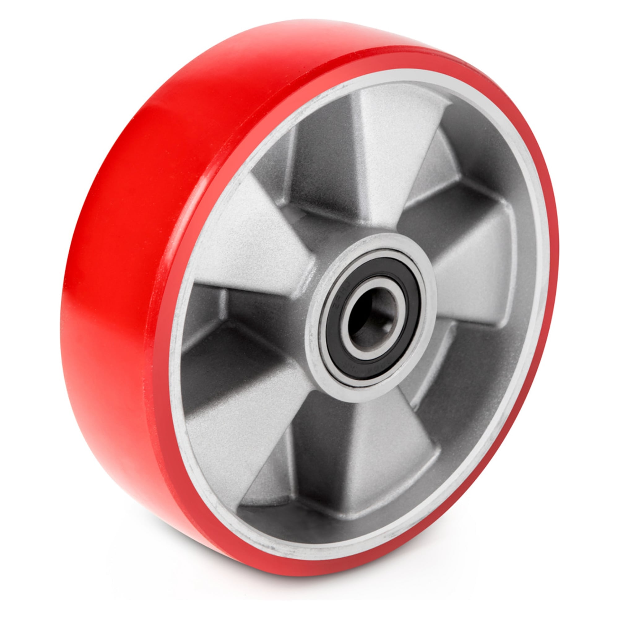 Lenkrolle aus rotem Polyurethan auf Alufelge für Wiegehubwagen VHB und VHS - KERN VHB-A02