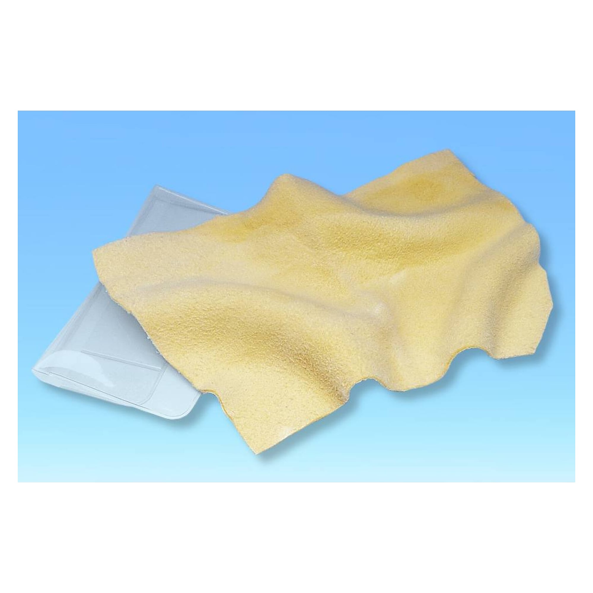 Chamois cleaning leather 150 x 100 mm with case, for displays - Kinetronics OQC