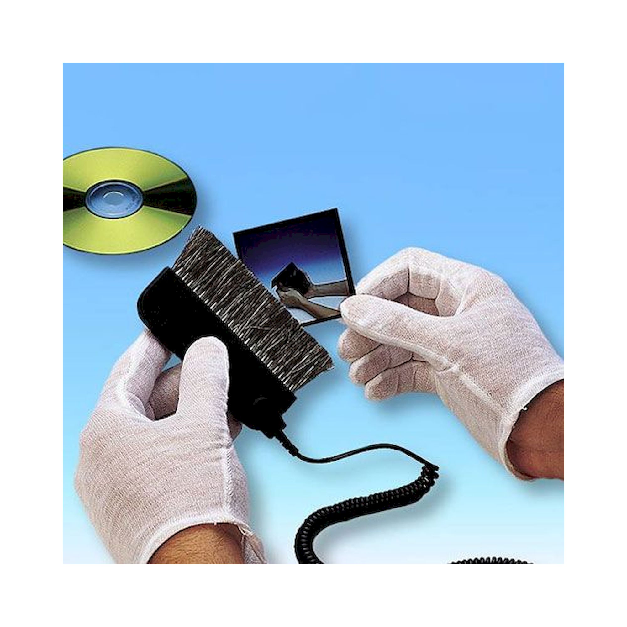 Anti-static flat brush with grounding cable, 100 mm - Kinetronics SW-101