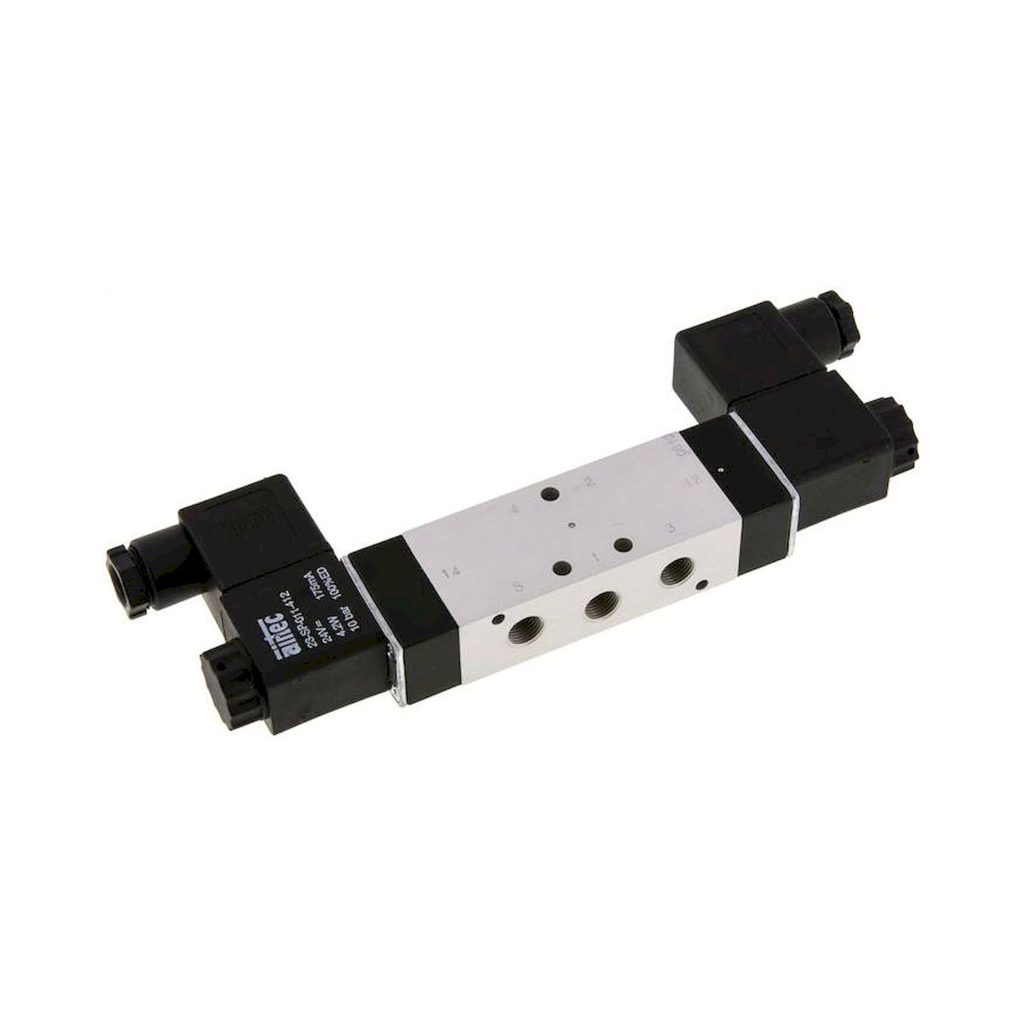 Airtec KM 09530HN 12V=. 5/3-Wege Magnetventil, G 1/8", Mittelstellung geschlossen, 12 V DC, Standard
