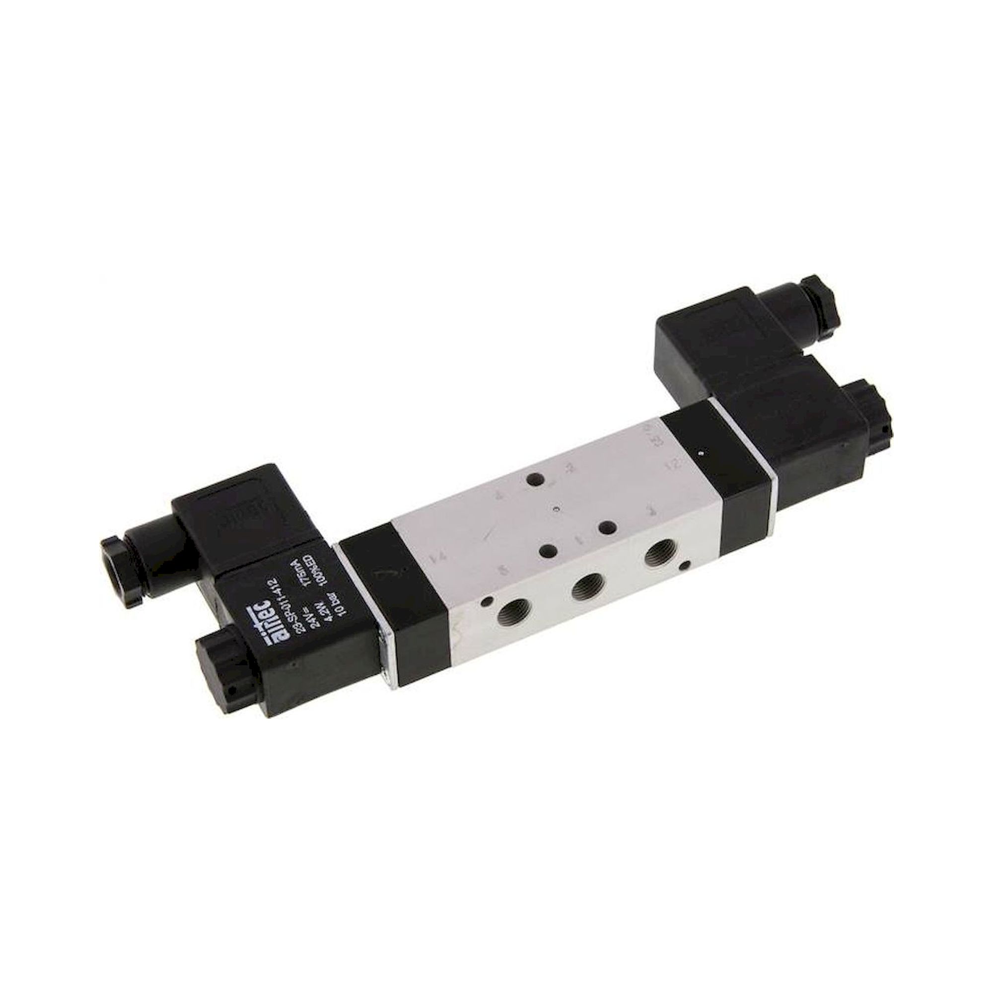 Airtec KM 09533HN 24V=. 5/3-Wege Magnetventil, G 1/8", Mittelstellung entlüftet, 24 V DC, Standard