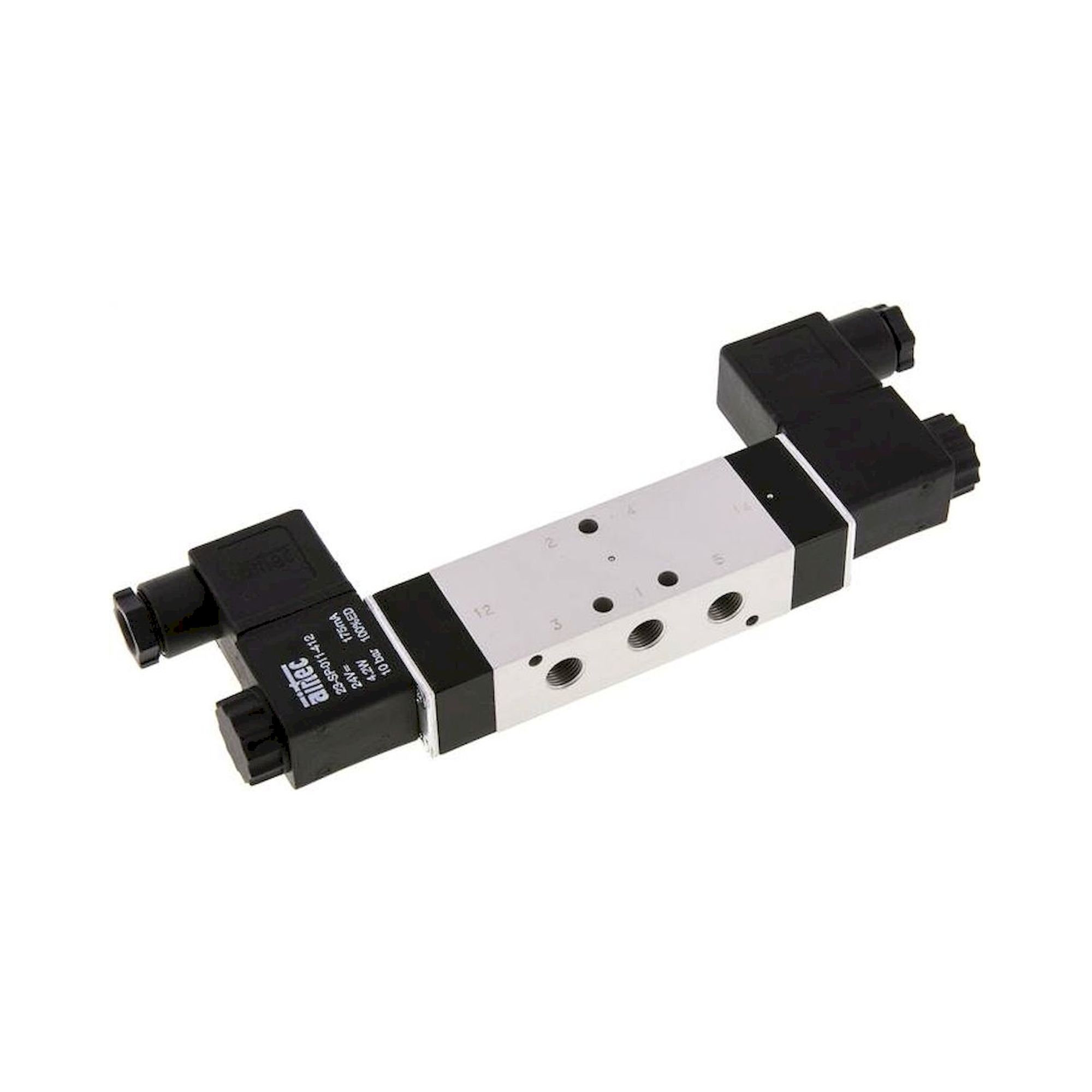 Airtec KM 09534HN 12V=. 5/3-Wege Magnetventil, G 1/8", Mittelstellung belüftet, 12 V DC, Standard